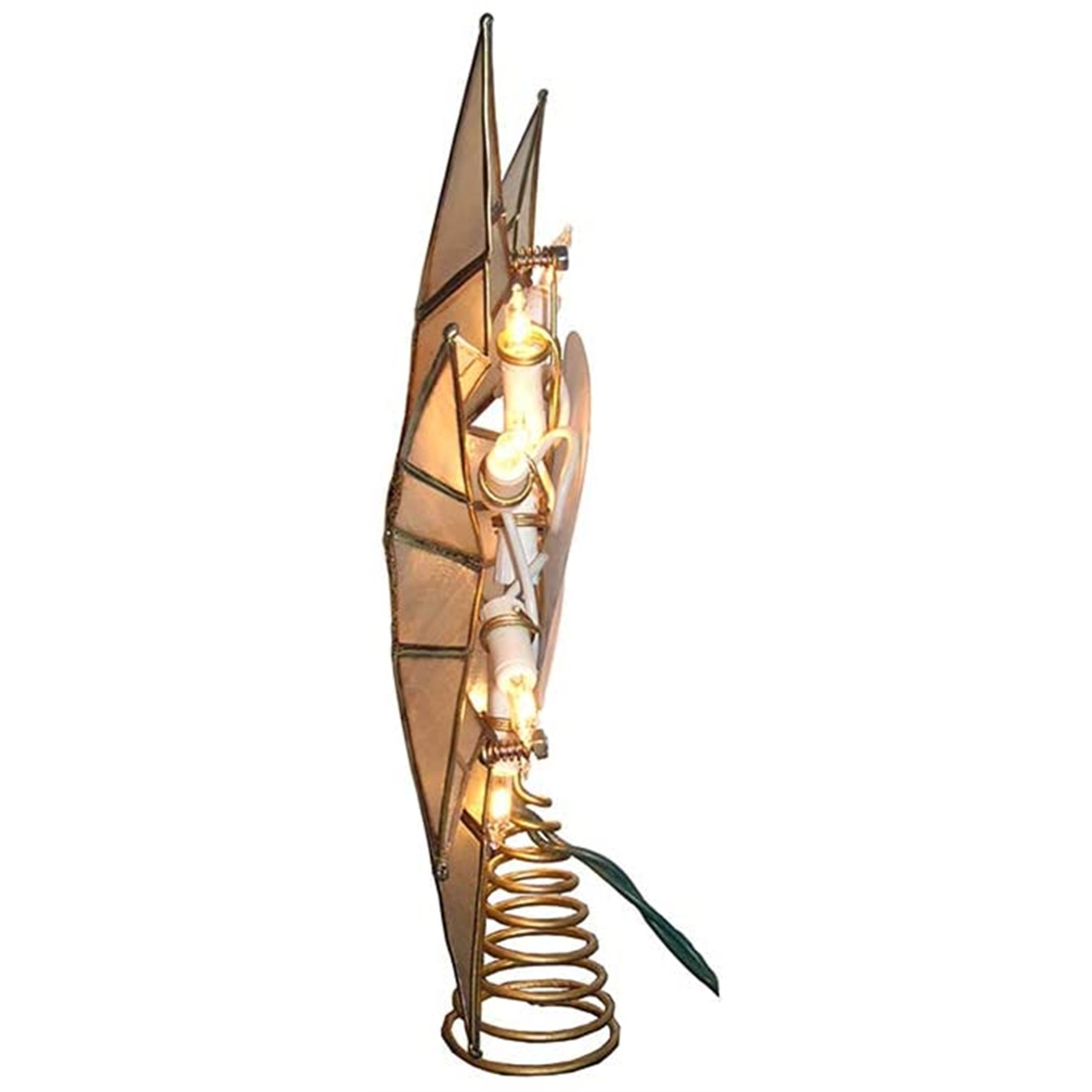 Kurt Adler 10-Light 8-Point Capiz Star Treetop, Gold &  White, 9.5"