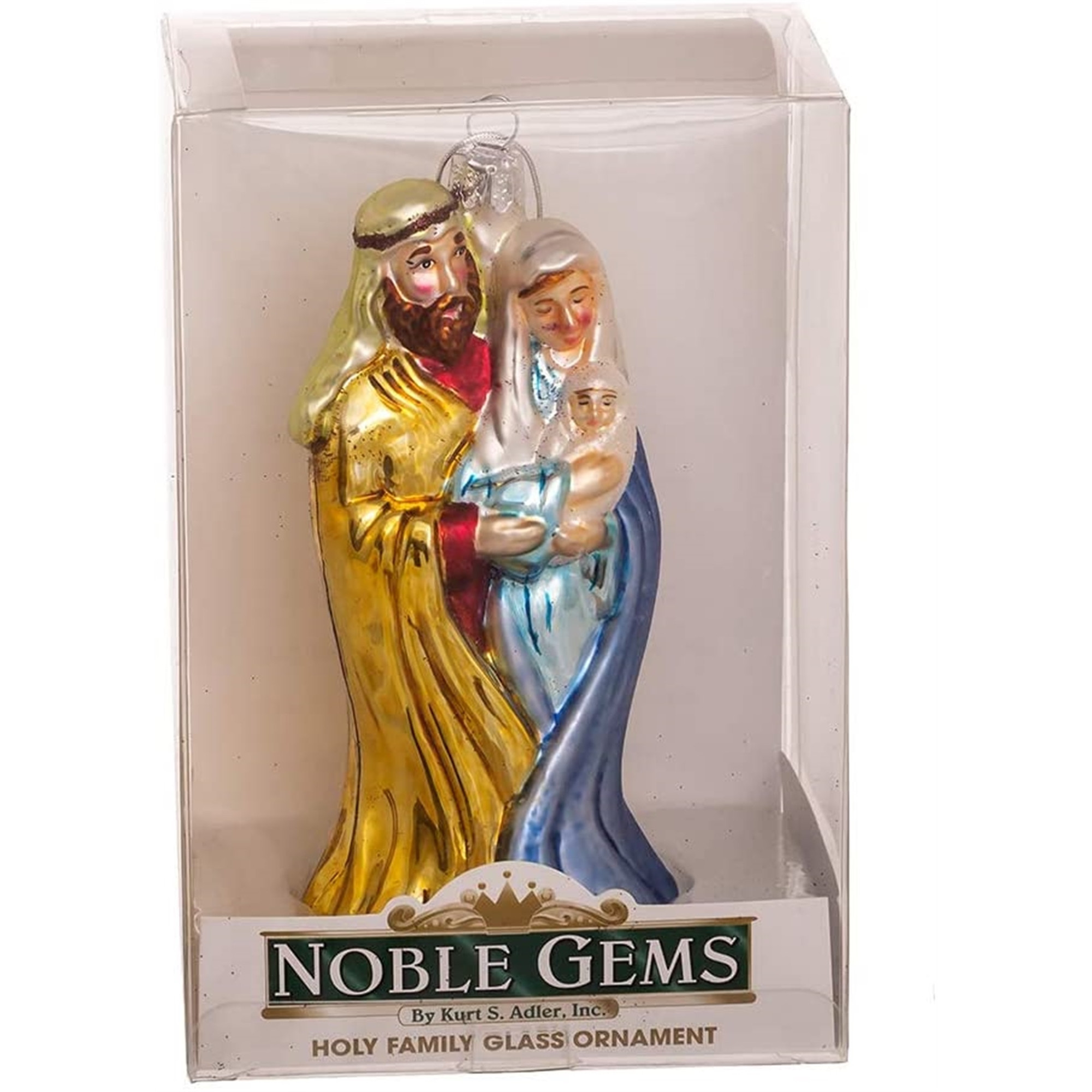 Kurt Adler Noble Gems Glass Ornament for Christmas Tree, Holy Family