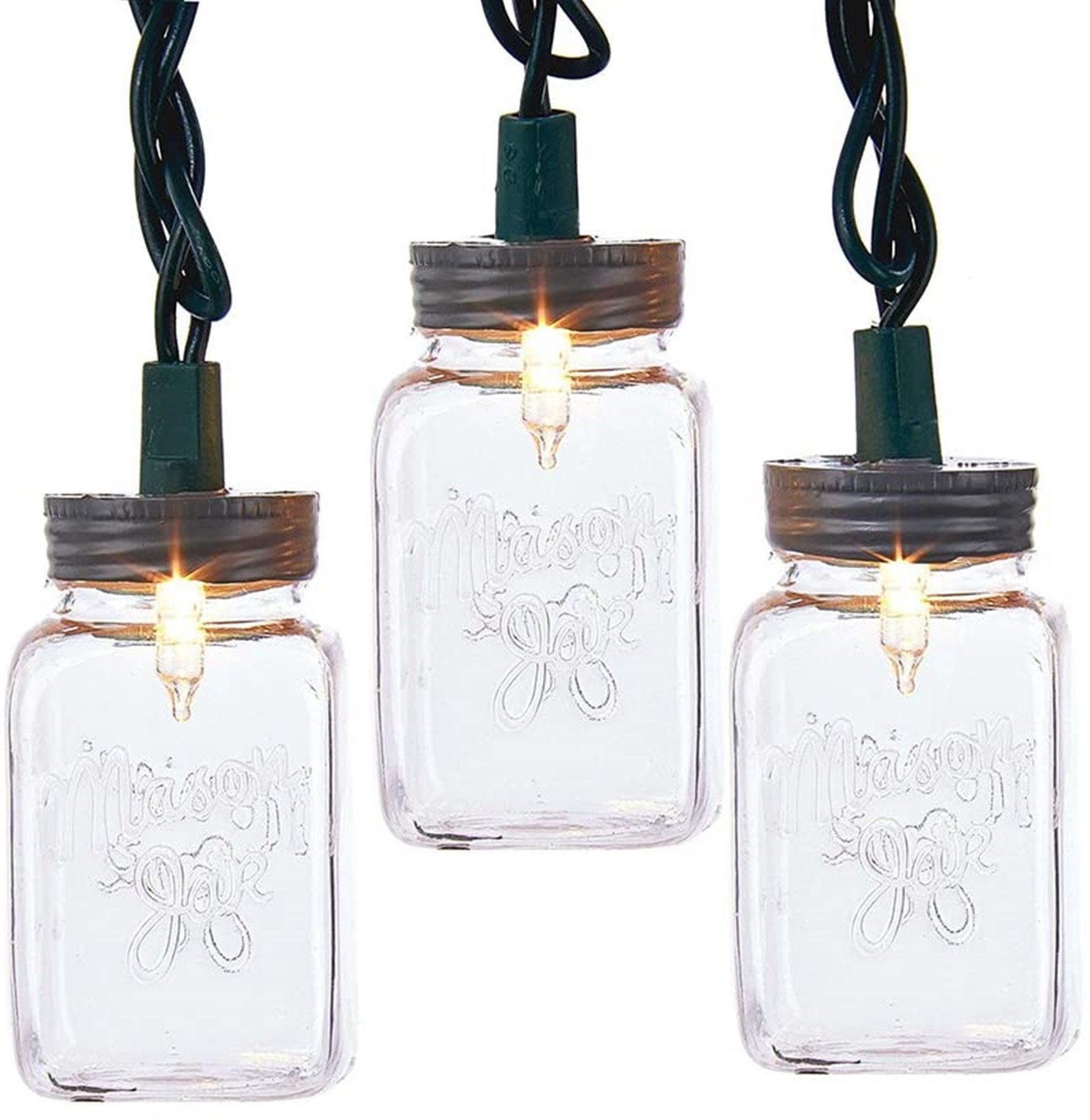 Kurt Adler Indoor Outdoor Novelty String 10- Light Set, Mason Jars, 10ft