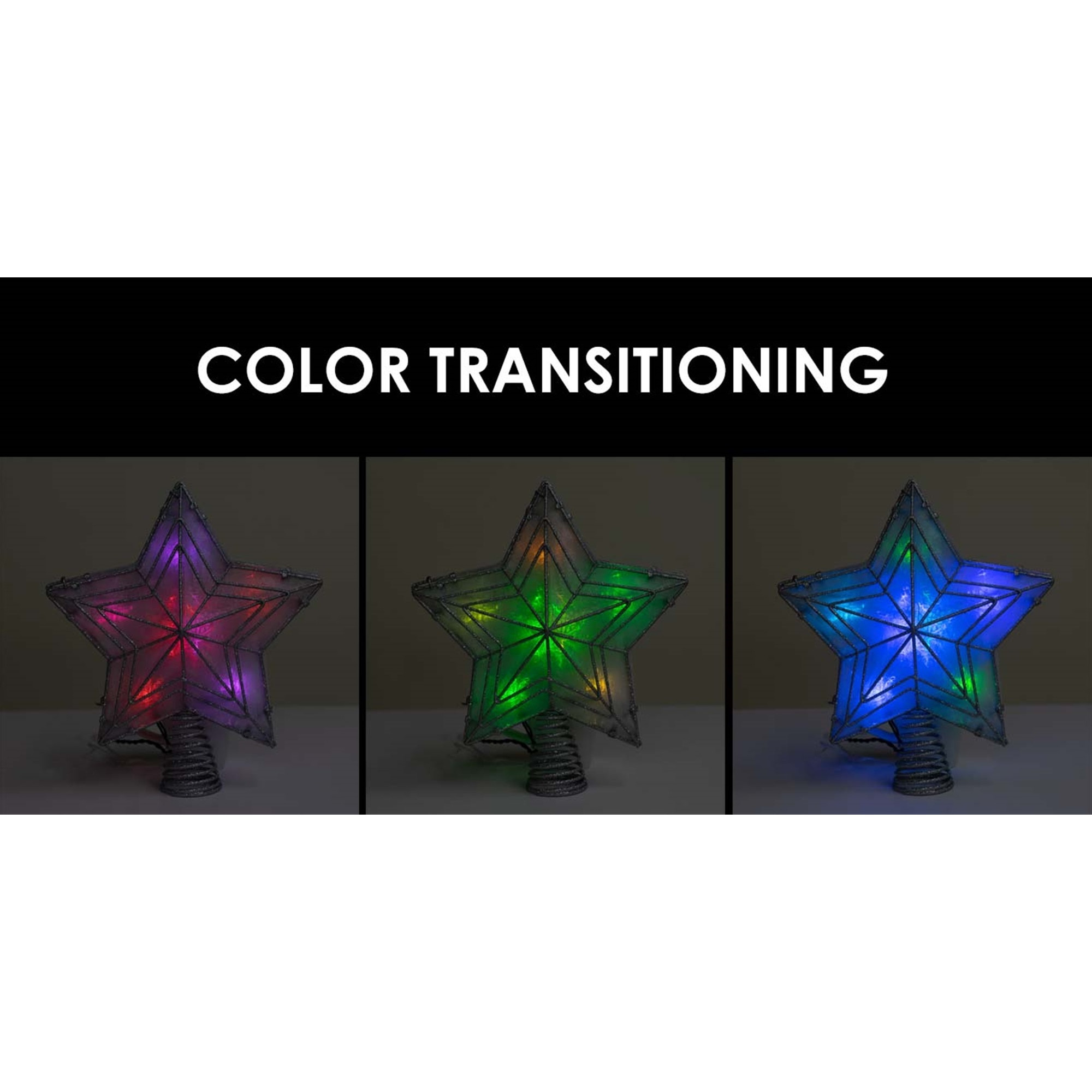 Kurt Adler UL 10-Light LED Color-Changing Star Treetop, 12"
