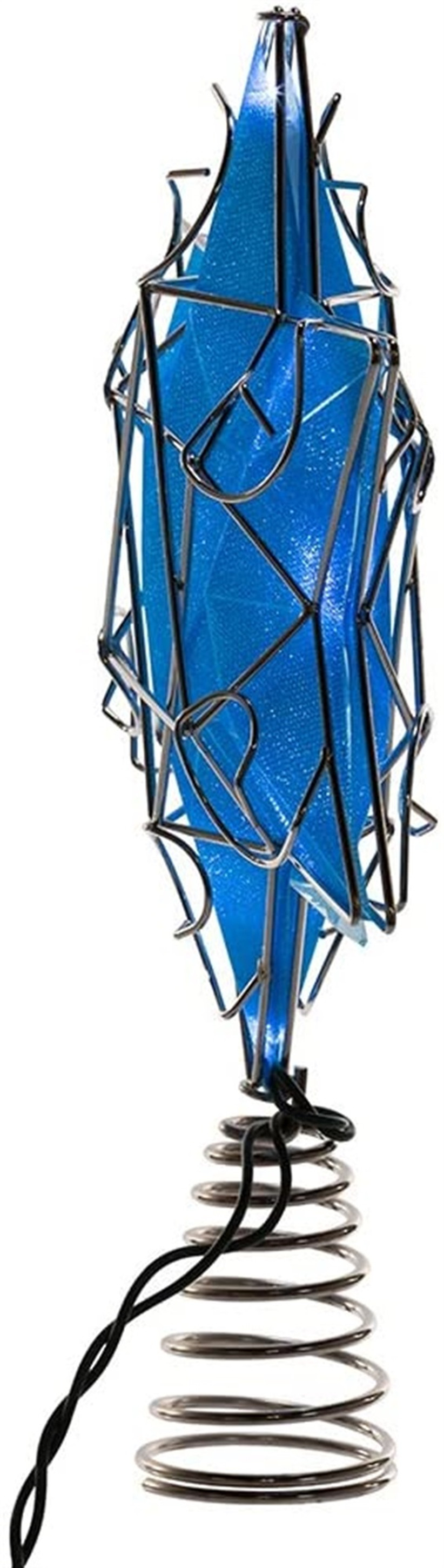 Kurt Adler 10-Light LED Silver/Blue Hanukkah Star Shimmer Treetop, 11"