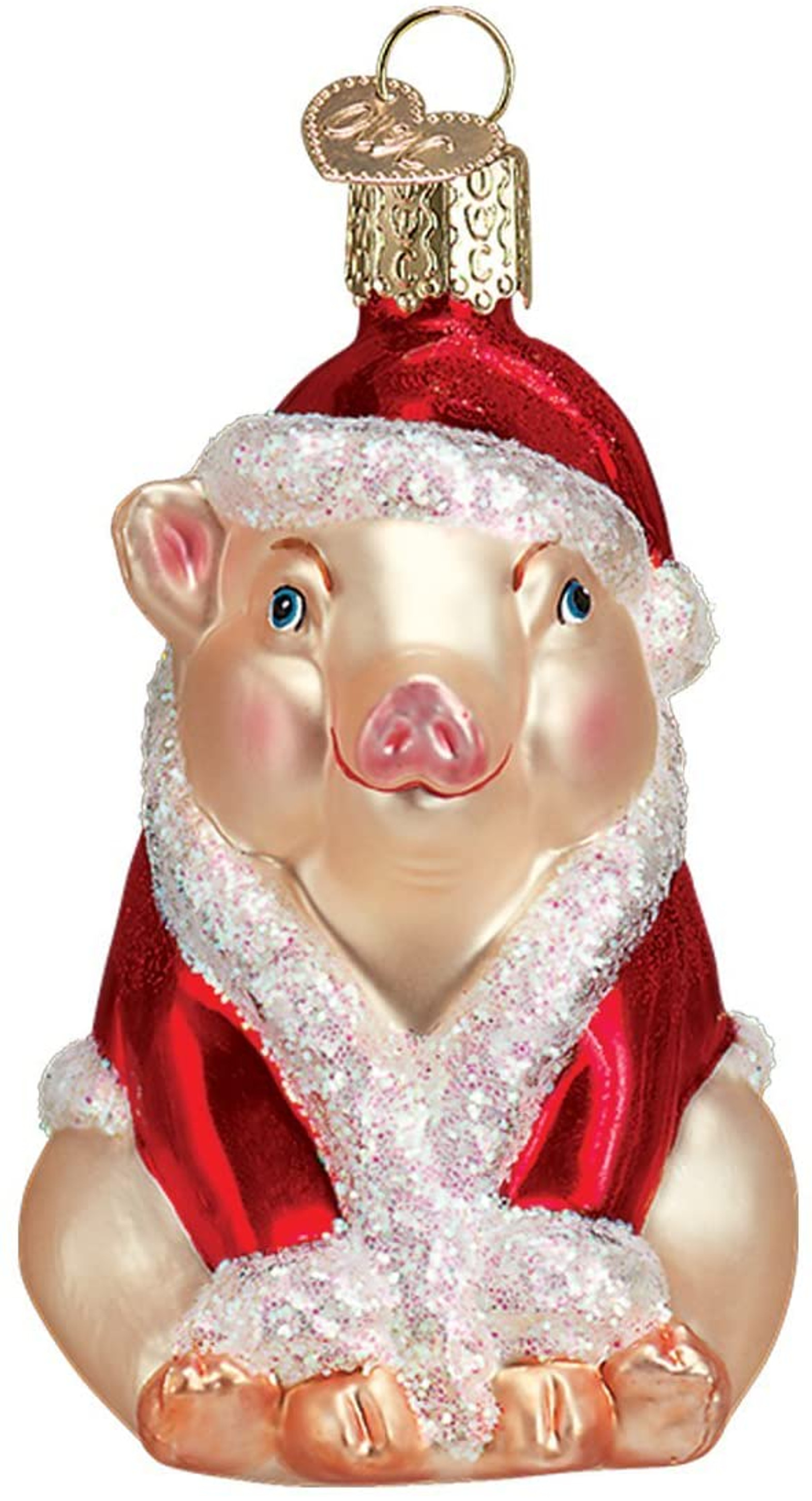 Old World Christmas Glass Blown Ornament Christmas Ham, 3.25" (With OWC Gift Box)