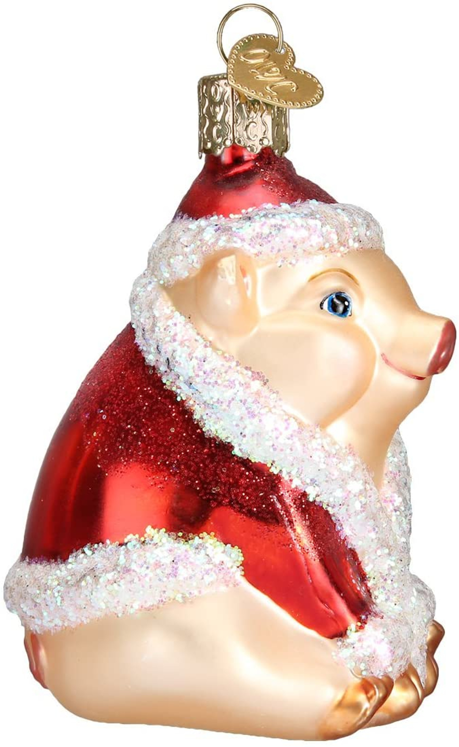 Old World Christmas Glass Blown Ornament Christmas Ham, 3.25" (With OWC Gift Box)