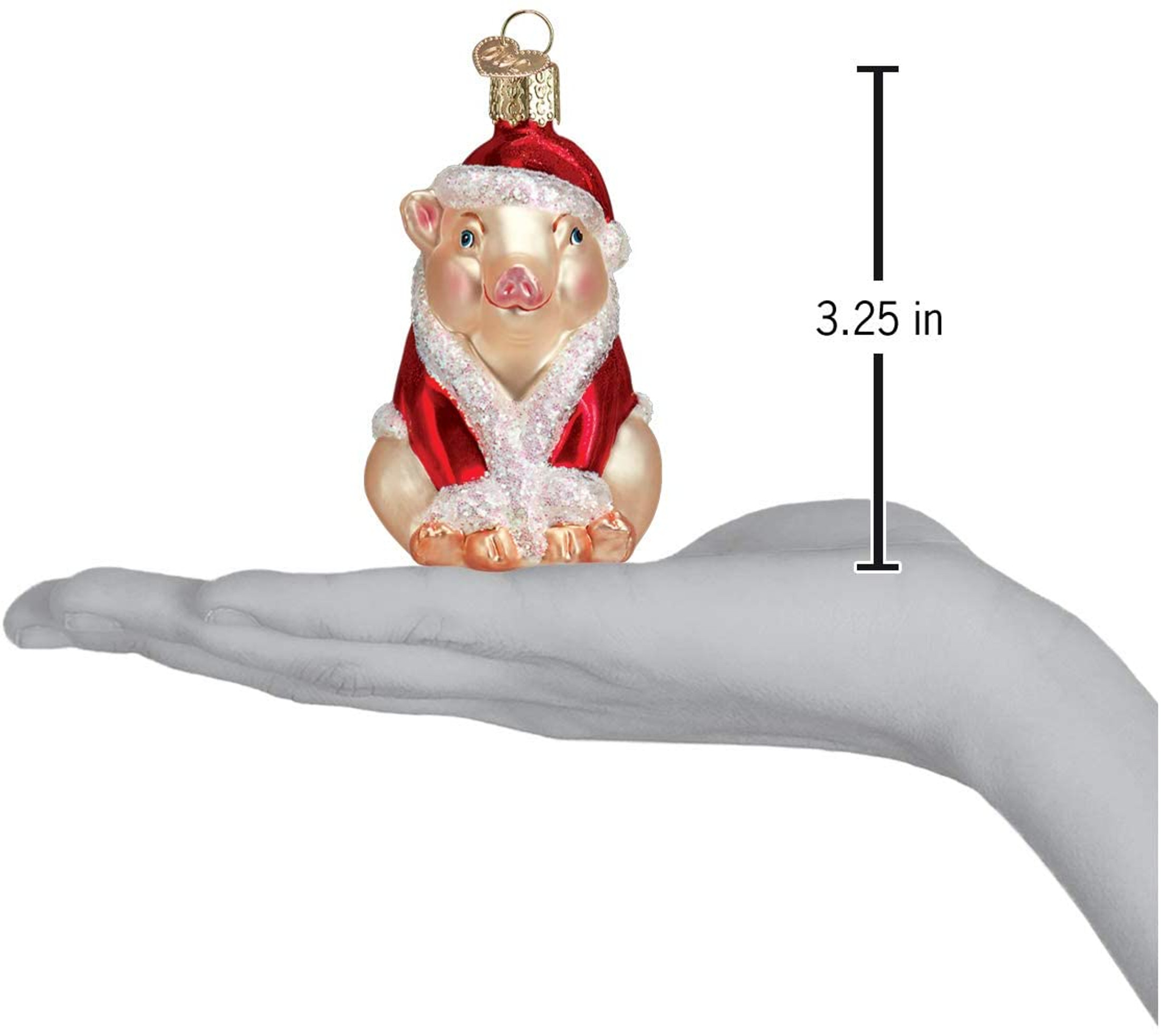 Old World Christmas Glass Blown Ornament Christmas Ham, 3.25" (With OWC Gift Box)