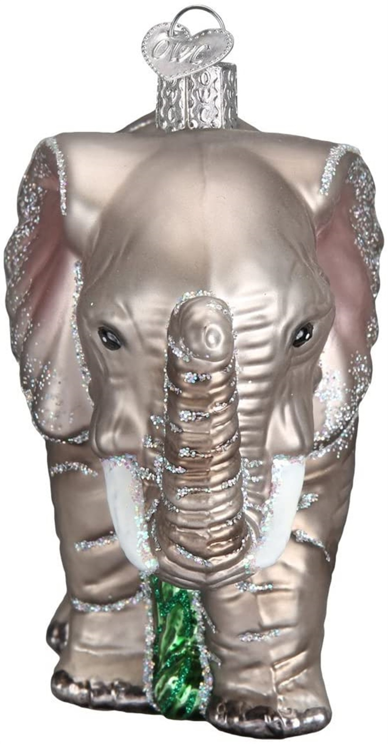 Old World Christmas Glass Blown Ornament, Large Elephant, 5" (With OWC Gift Box)