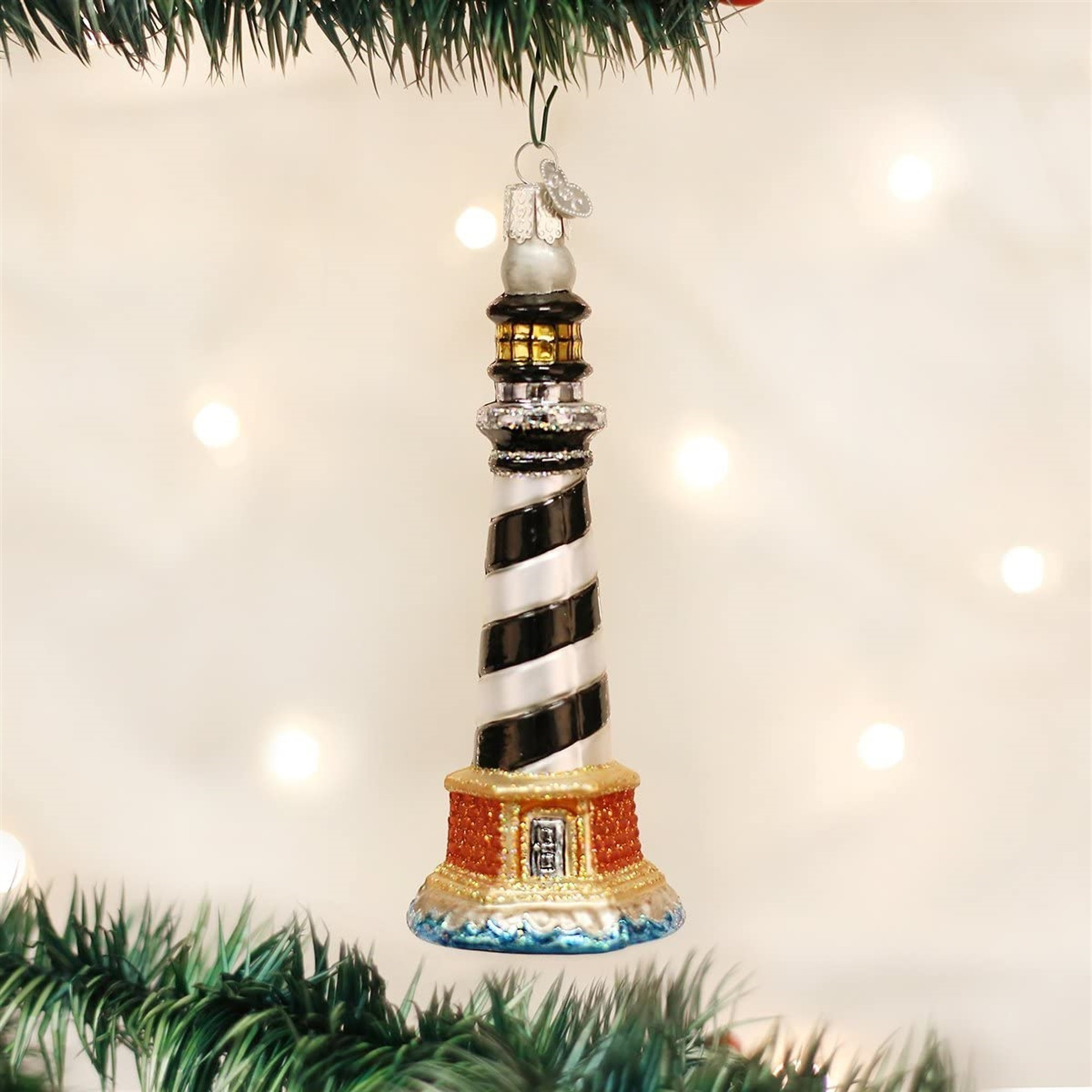 Old World Christmas Glass Blown Christmas Ornament, Cape Hatteras Lighthouse (With OWC Gift Box)