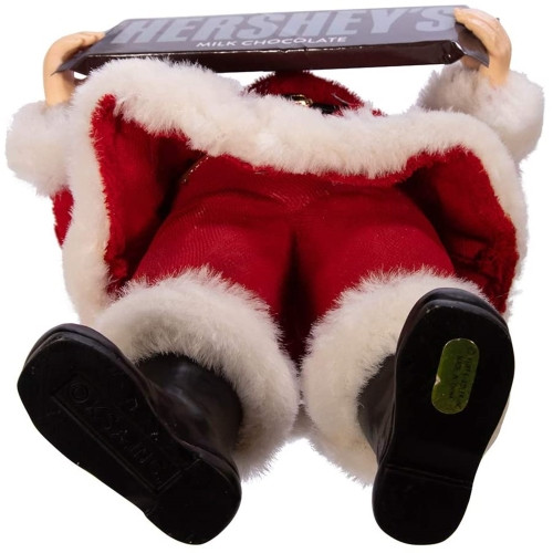 Kurt Adler Fabriche Tabletop Christmas Figurine, Officially Licensed Santa with Hershey Bars, 10"