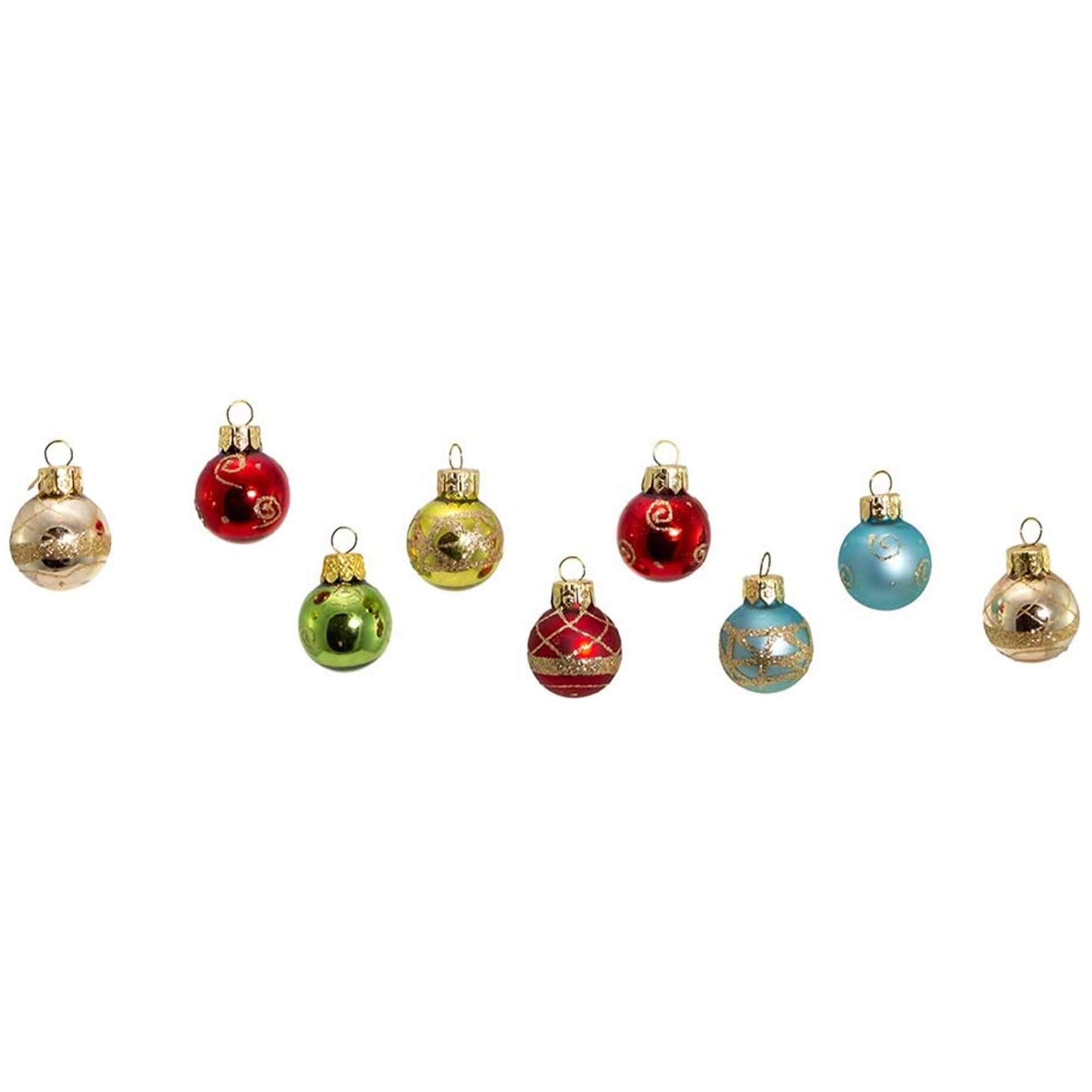 Kurt Adler Petite Treasure Glass Ball Ornament Set, Multi-Color, 1" (9-Count)