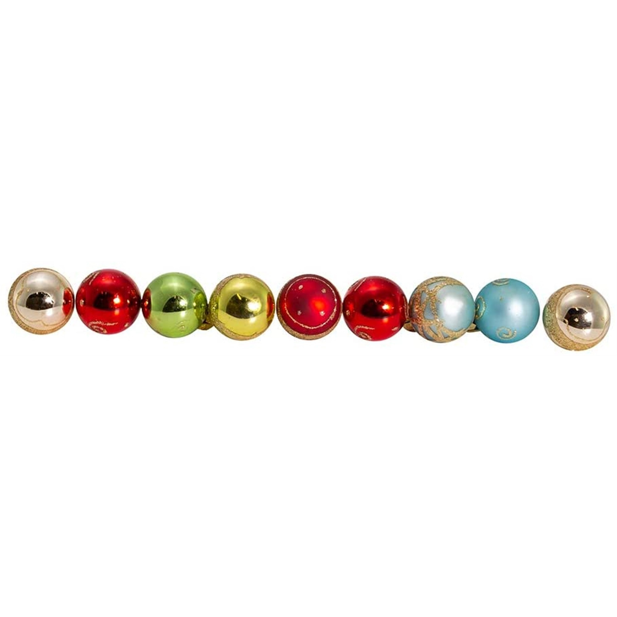 Kurt Adler Petite Treasure Glass Ball Ornament Set, Multi-Color, 1" (9-Count)