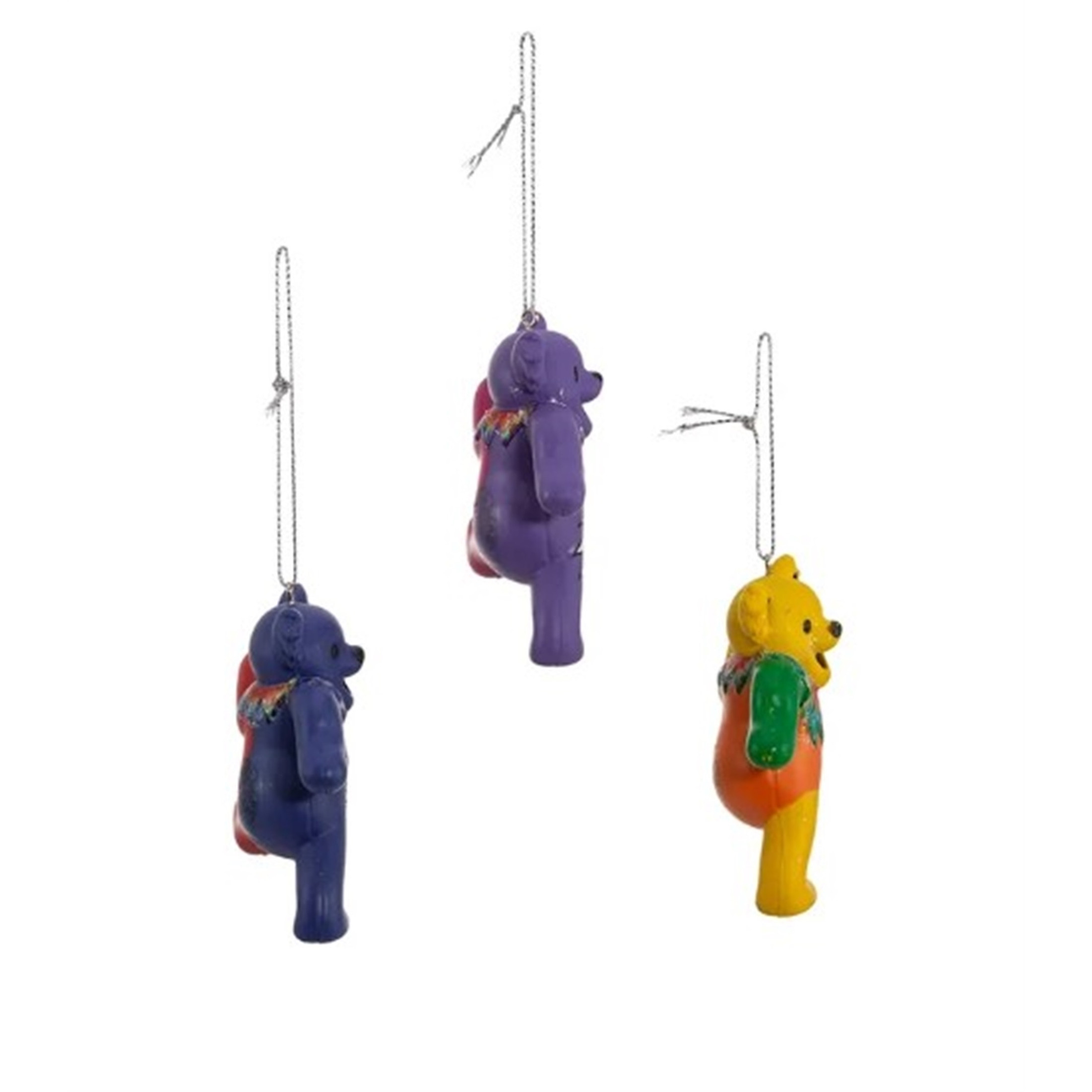 Kurt Adler Resin Ornaments for Christmas Tree, Grateful Dead Bears (Set of 3)