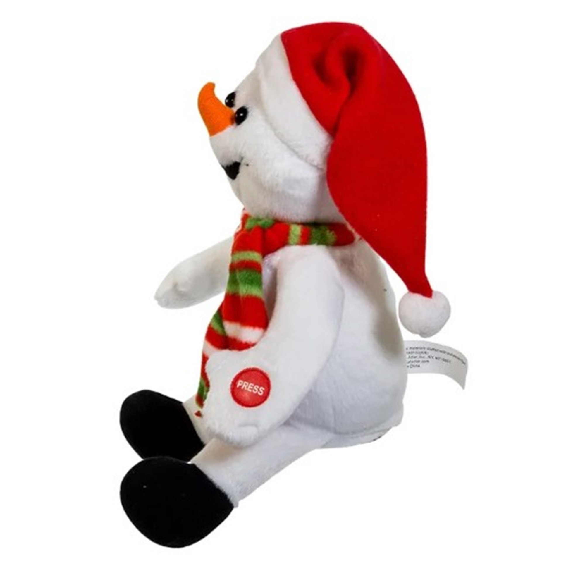 Kurt Adler Animated Holiday Plush Figurine with Sound Effects, Laughing & Farting Snowman, 10"