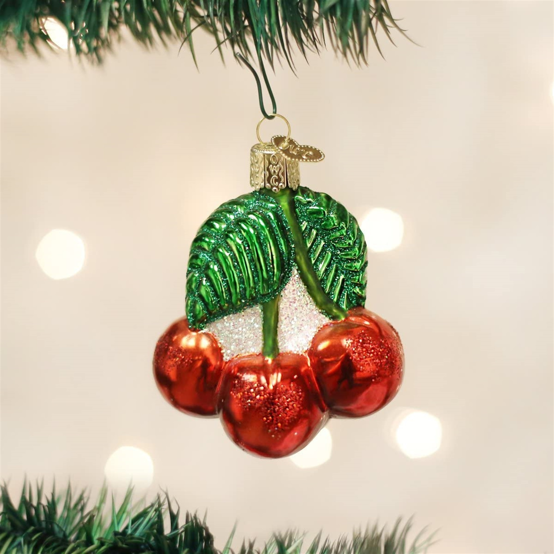 Old World Christmas Blown Glass Ornament for Christmas Tree, Cherries