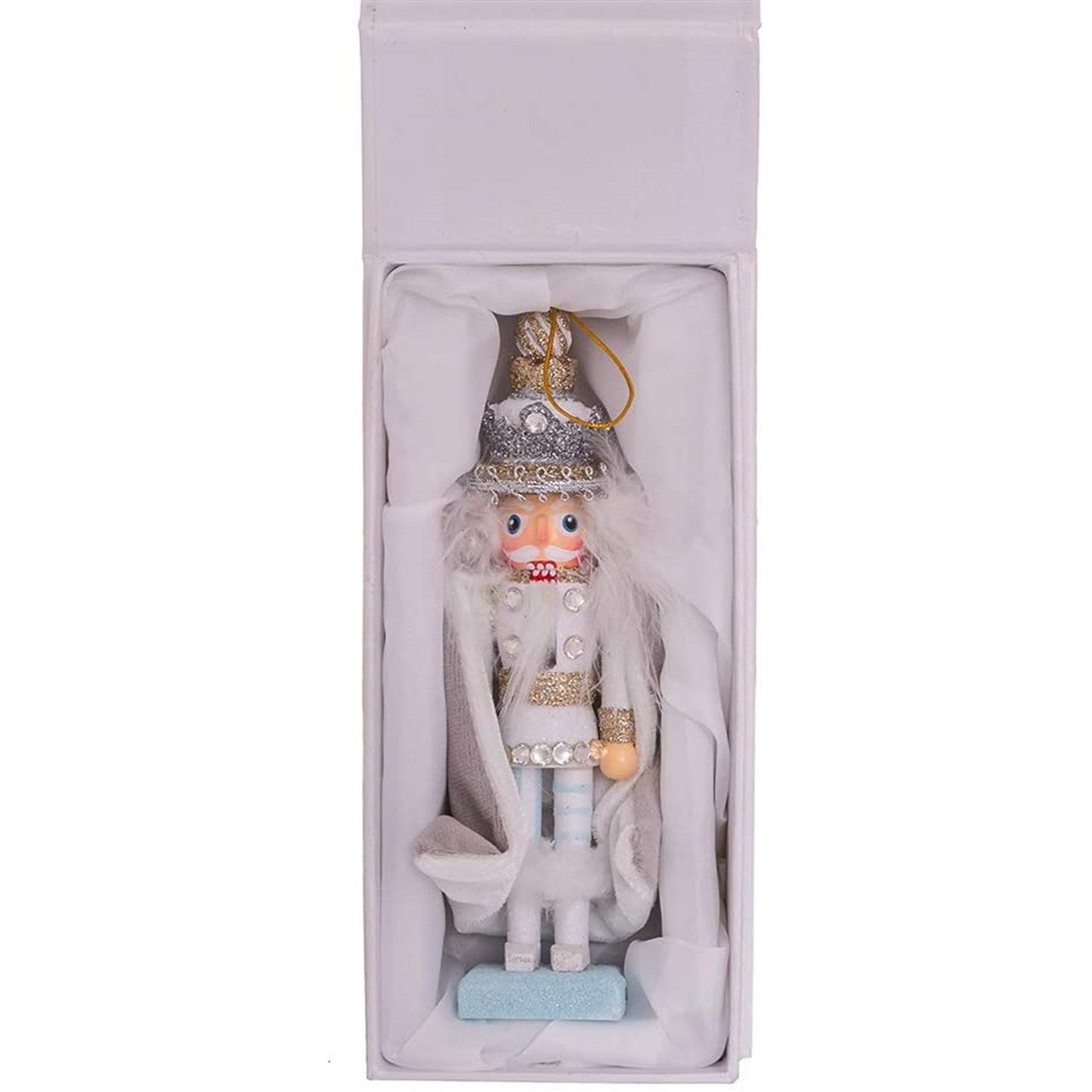 Kurt Adler Wood Ornament for Christmas Tree, Swarovski King Nutcracker