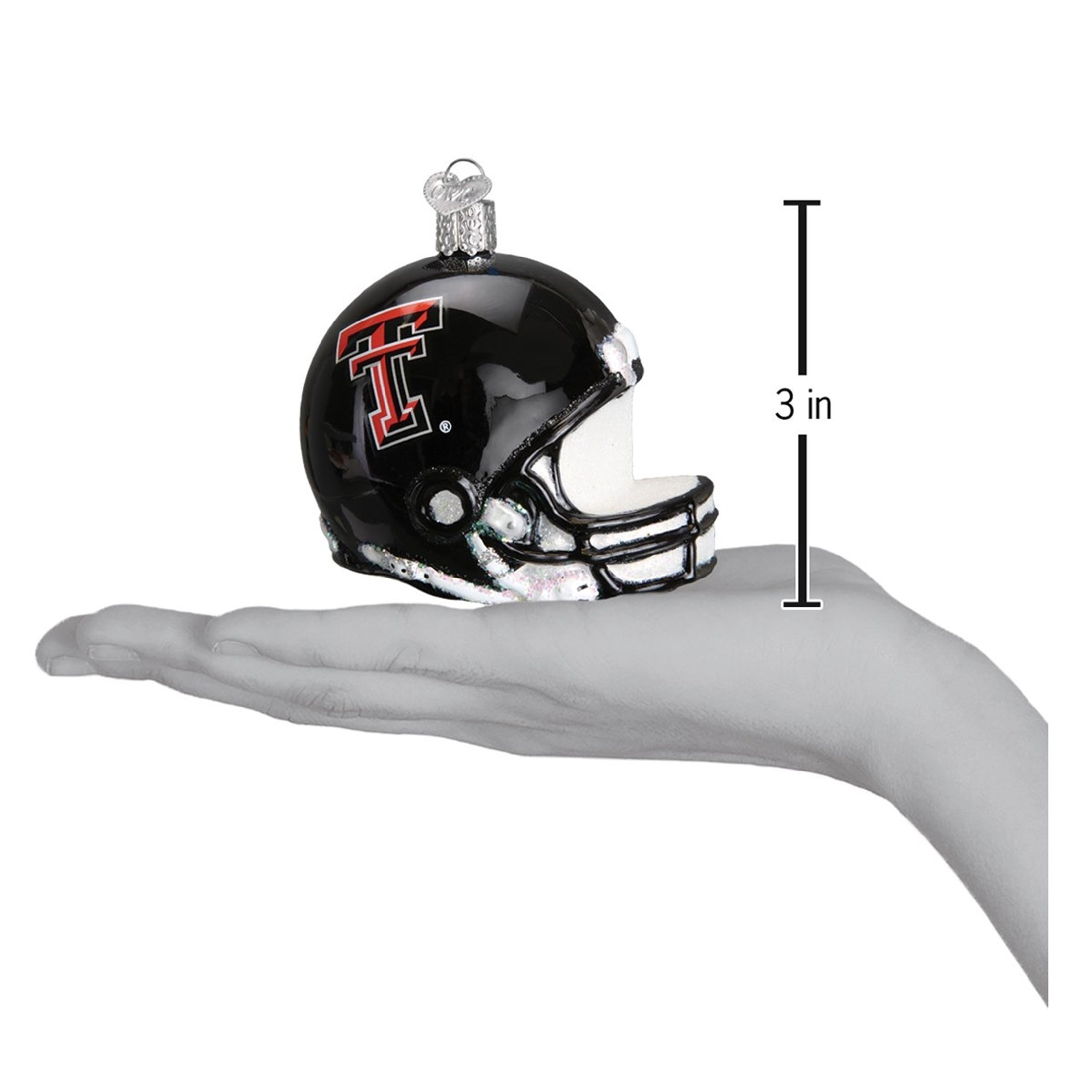 Old World Christmas Glass Blown Christmas Ornament, Texas Tech Helmet (With OWC Gift Box)