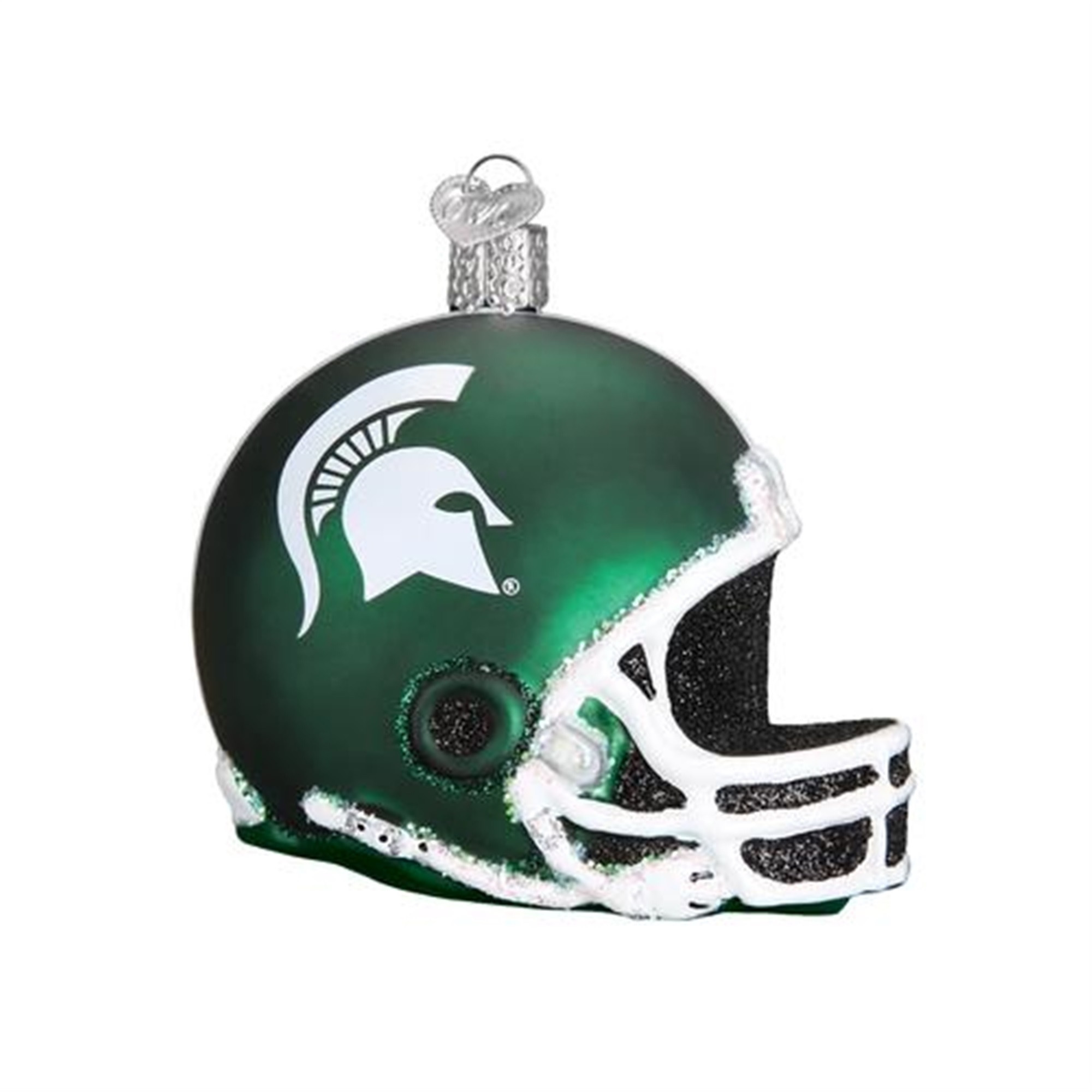Old World Christmas Blown Glass Ornament for Christmas Tree, Michigan State Helmet