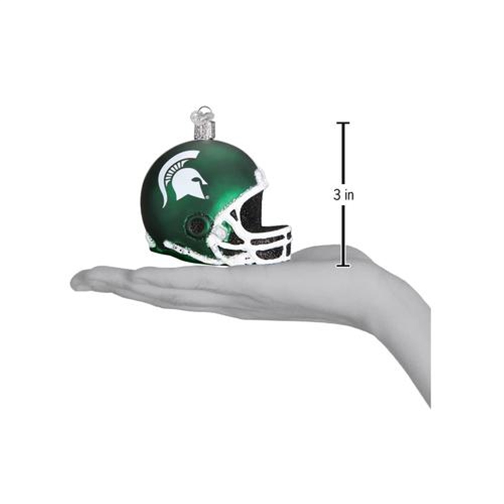 Old World Christmas Blown Glass Ornament for Christmas Tree, Michigan State Helmet