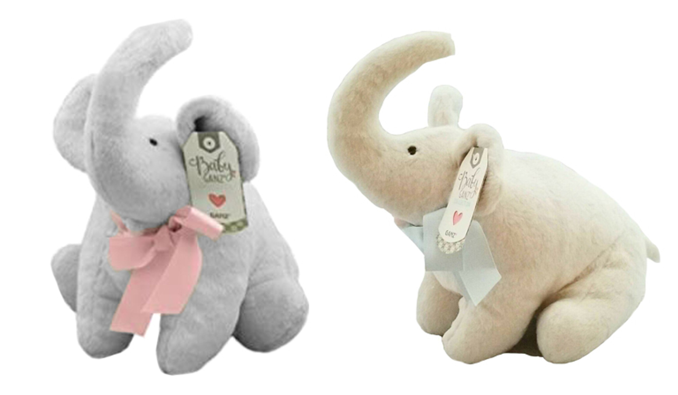 Ganz Baby Collection Sweet Elephant Plush Toy, 11" Pink & Blue Bow (Set of 2)