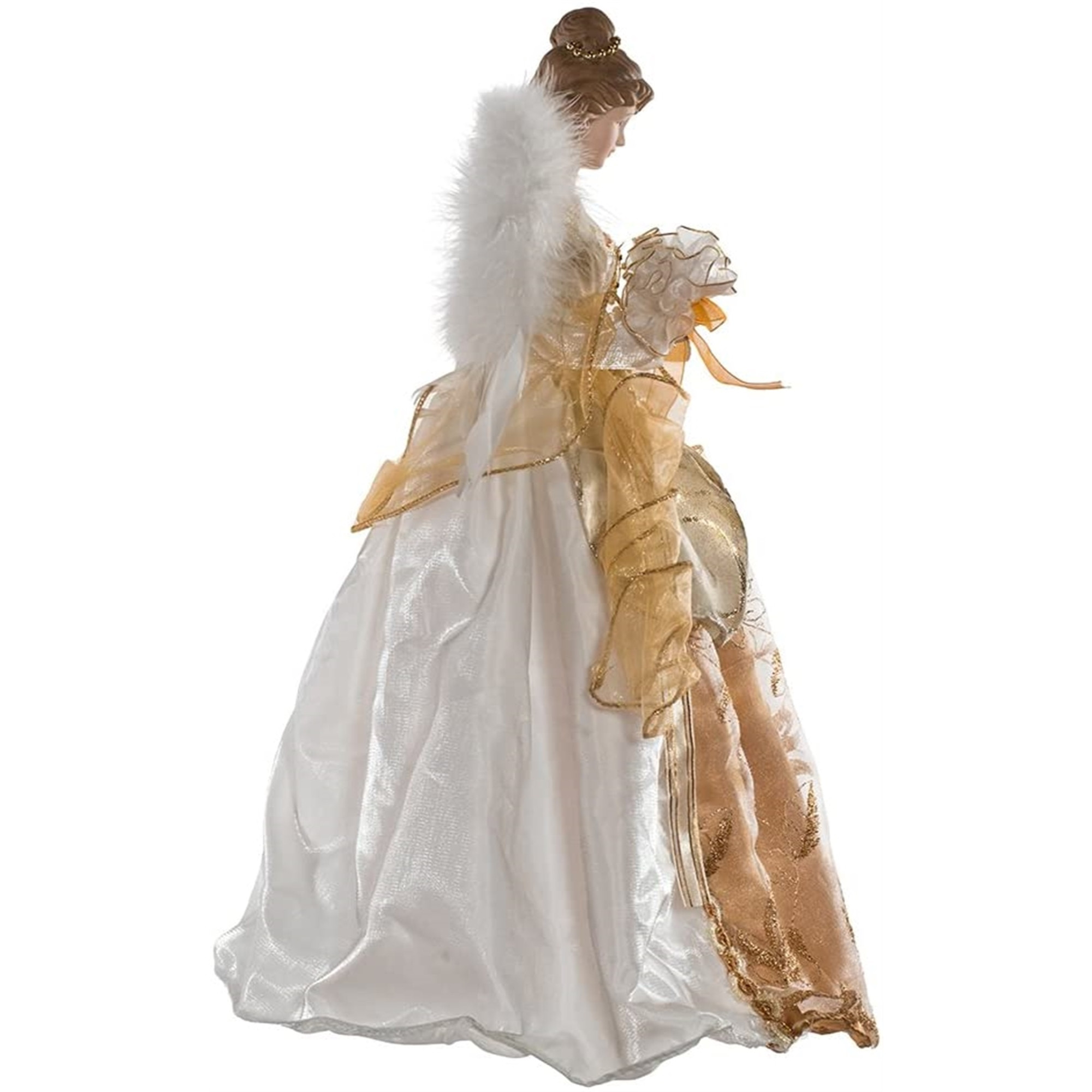 Kurt Adler Ivory and Gold Angel Treetop, 17"