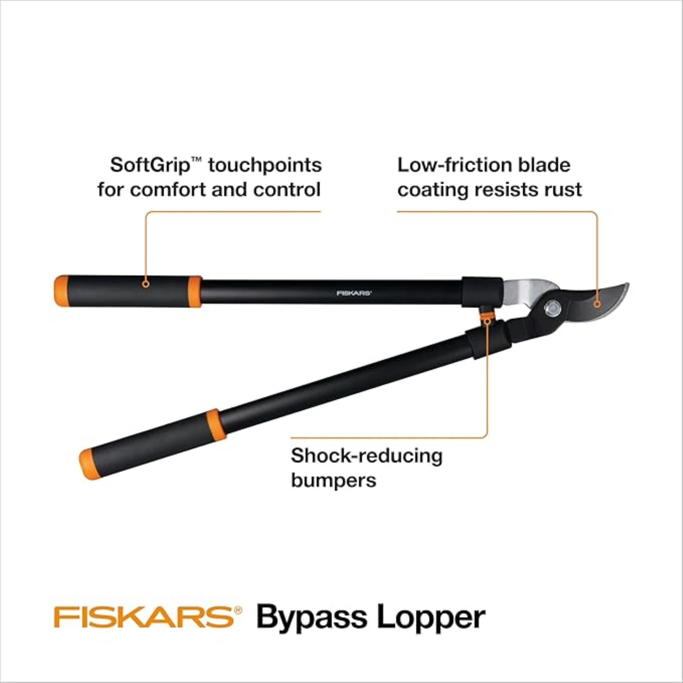 Fiskars Steel Bypass Loppers with Shock-Absorbing Handles for Tree Branch Trimming, 28" Fiskars Steel Bypass Loppers with Shock-Absorbing Handles for Tree Branch Trimming, 28"