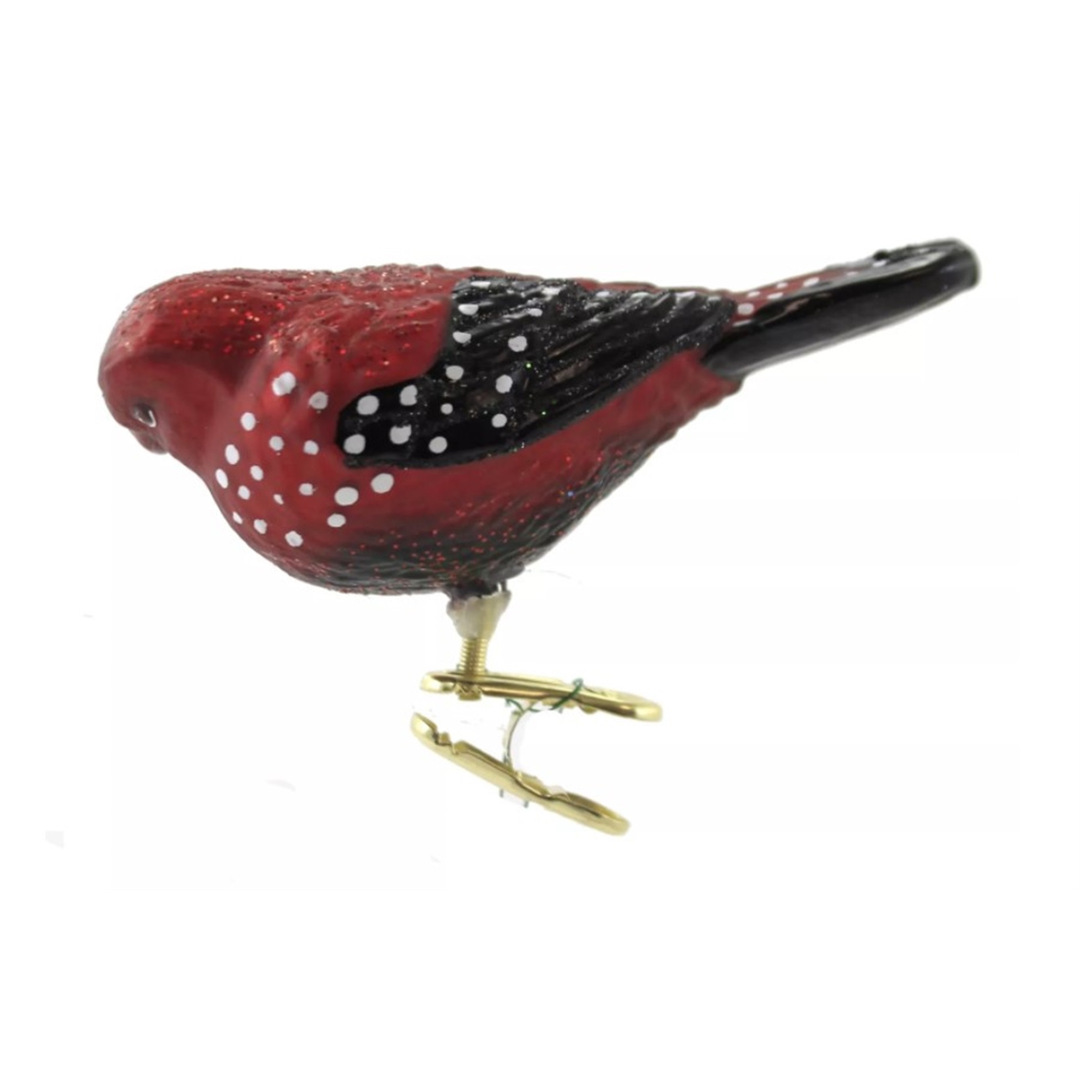 Old World Christmas Glass Blown Clip On Christmas Ornament, Strawberry Finch (With OWC Gift Box)