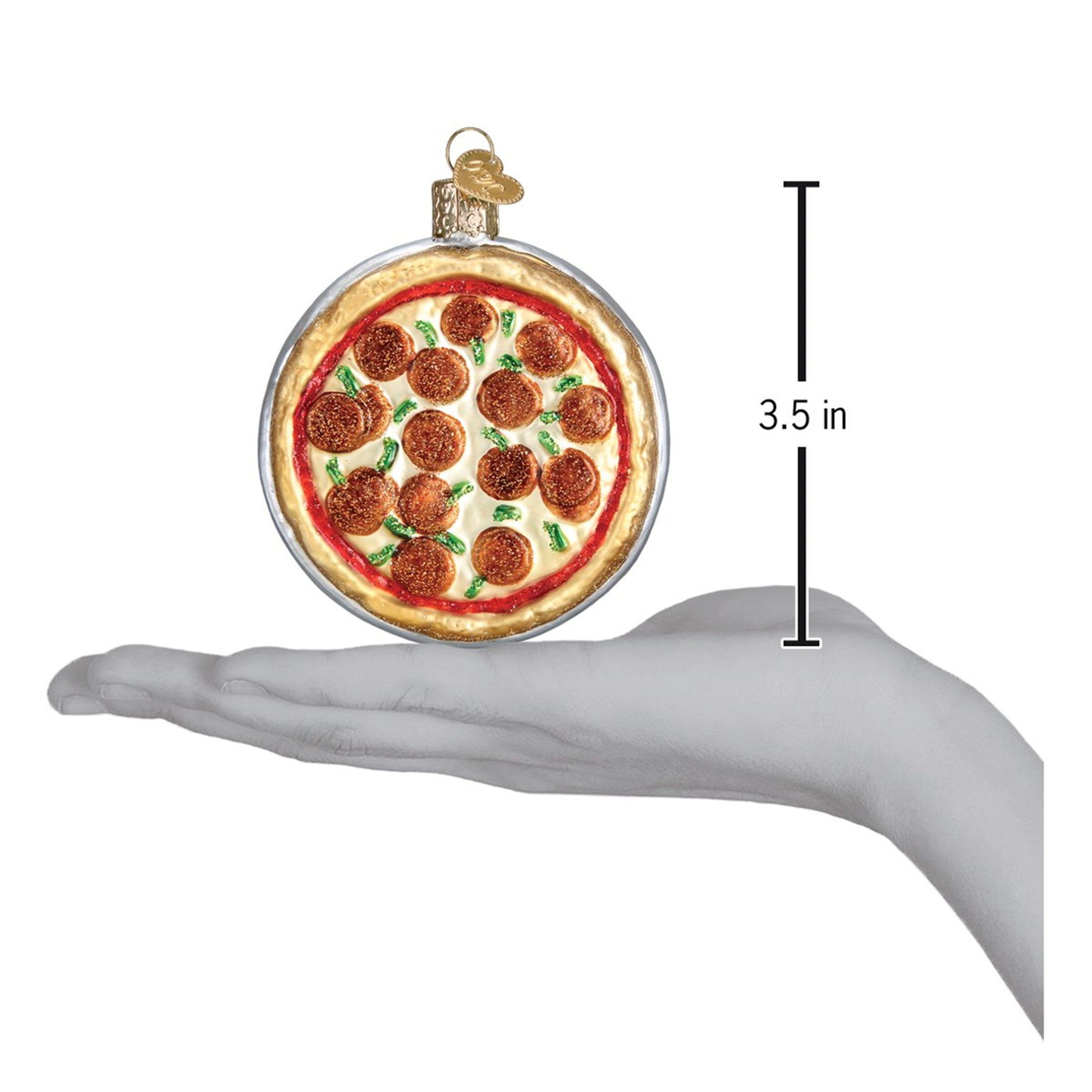 Old World Christmas Blown Glass Ornament for Christmas Tree, Pizza Pie