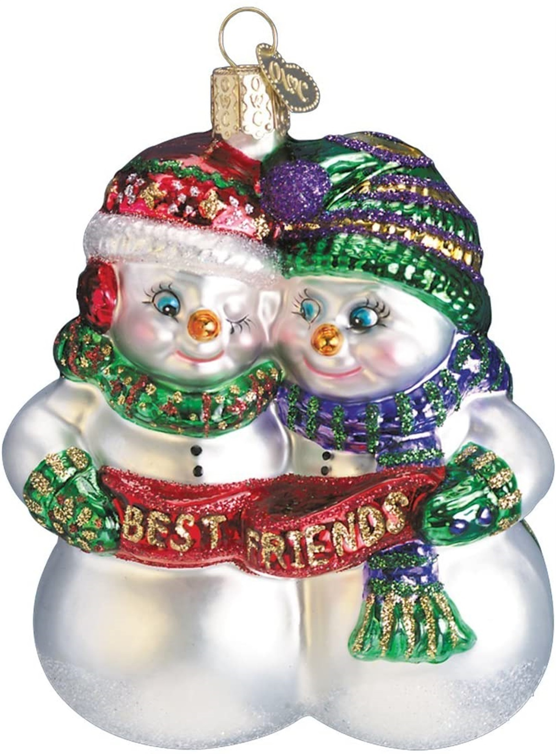 Old World Christmas Glass Blown Christmas Ornament, Best Friends (With OWC Gift Box)