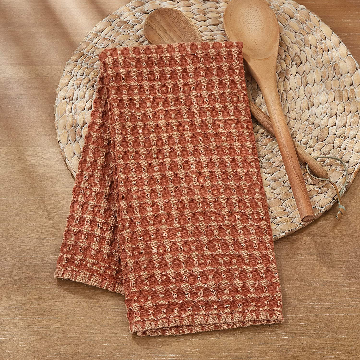 Split P (#5224-010TC) Waffle Weave Kitchen Towel, Terracotta, 28" x 18"