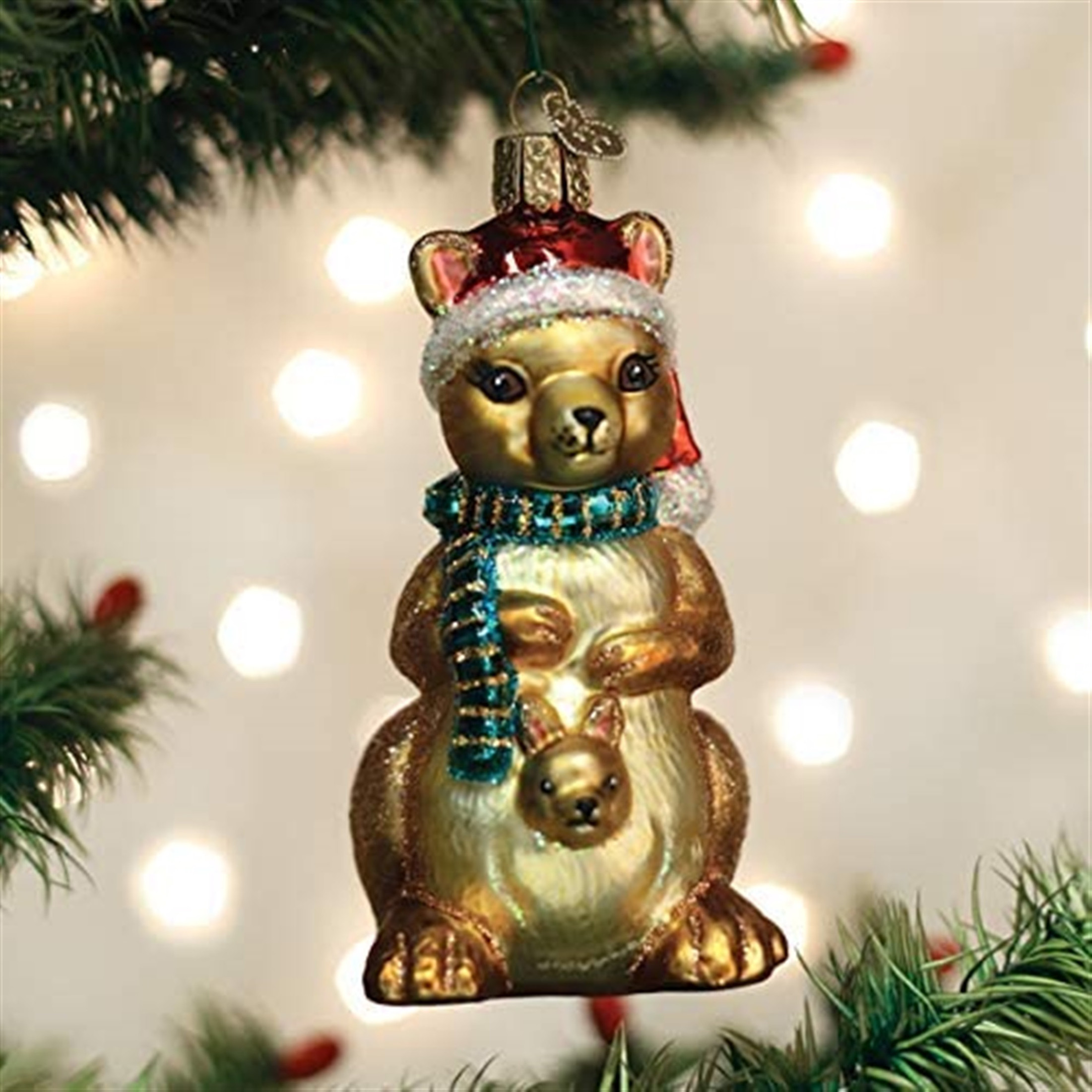 Old World Christmas Blown Glass Ornament for Christmas Tree, Christmas Kangaroo