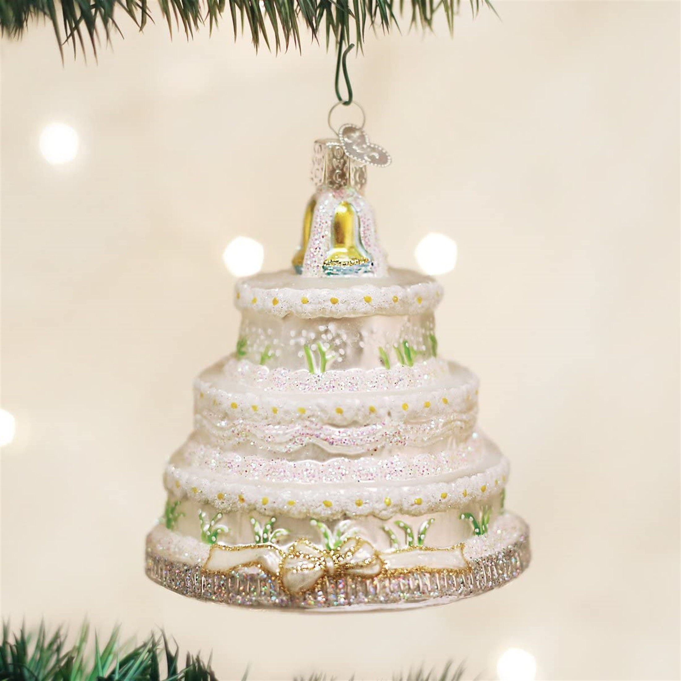 Old World Christmas Glass Blown Ornament, Wedding Cake (With OWC Gift Box)