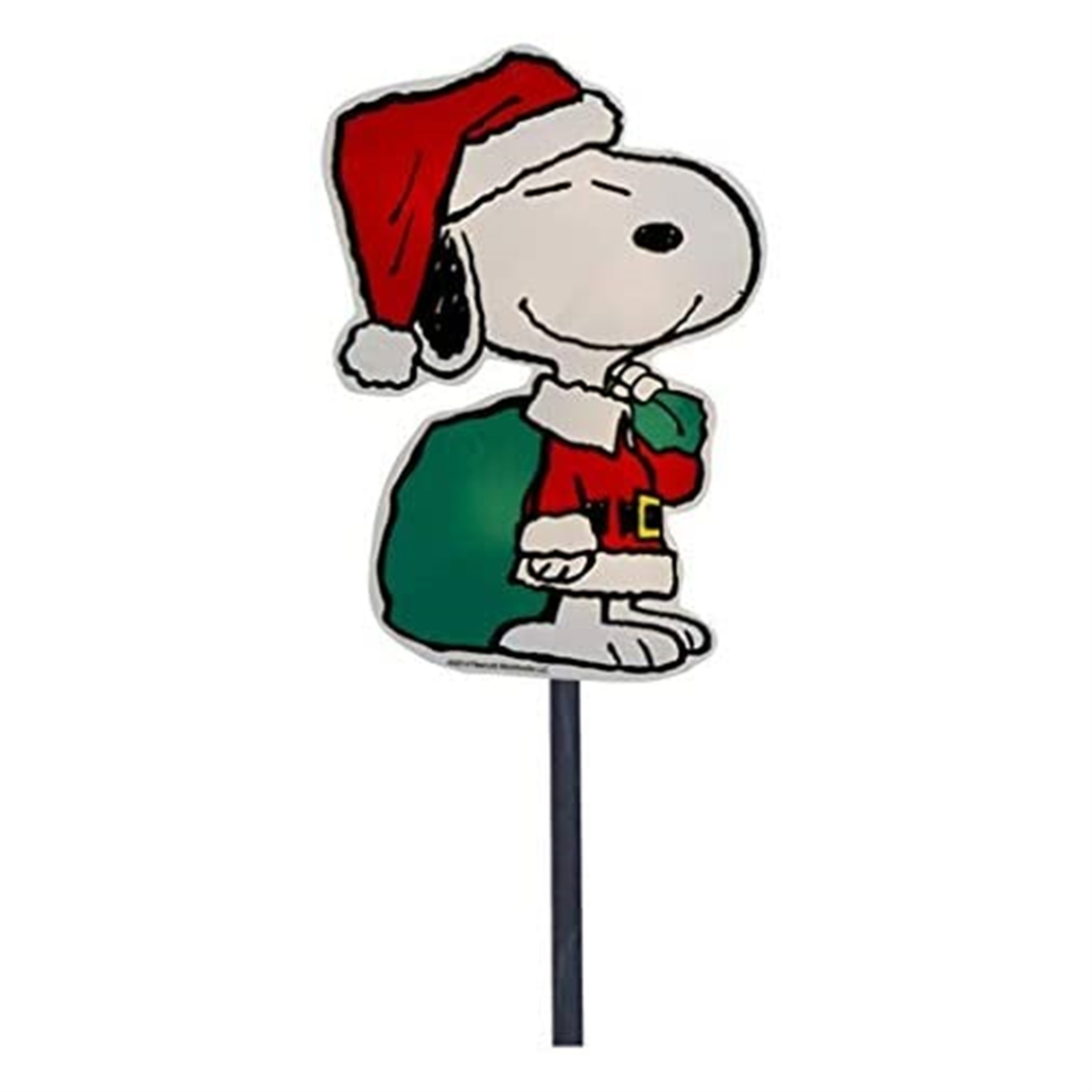 ProductWorks Peanuts 2D LED Pre-Lit Flat PVC Pathway Markers, Snoopy  Christmas Yard Art, 12