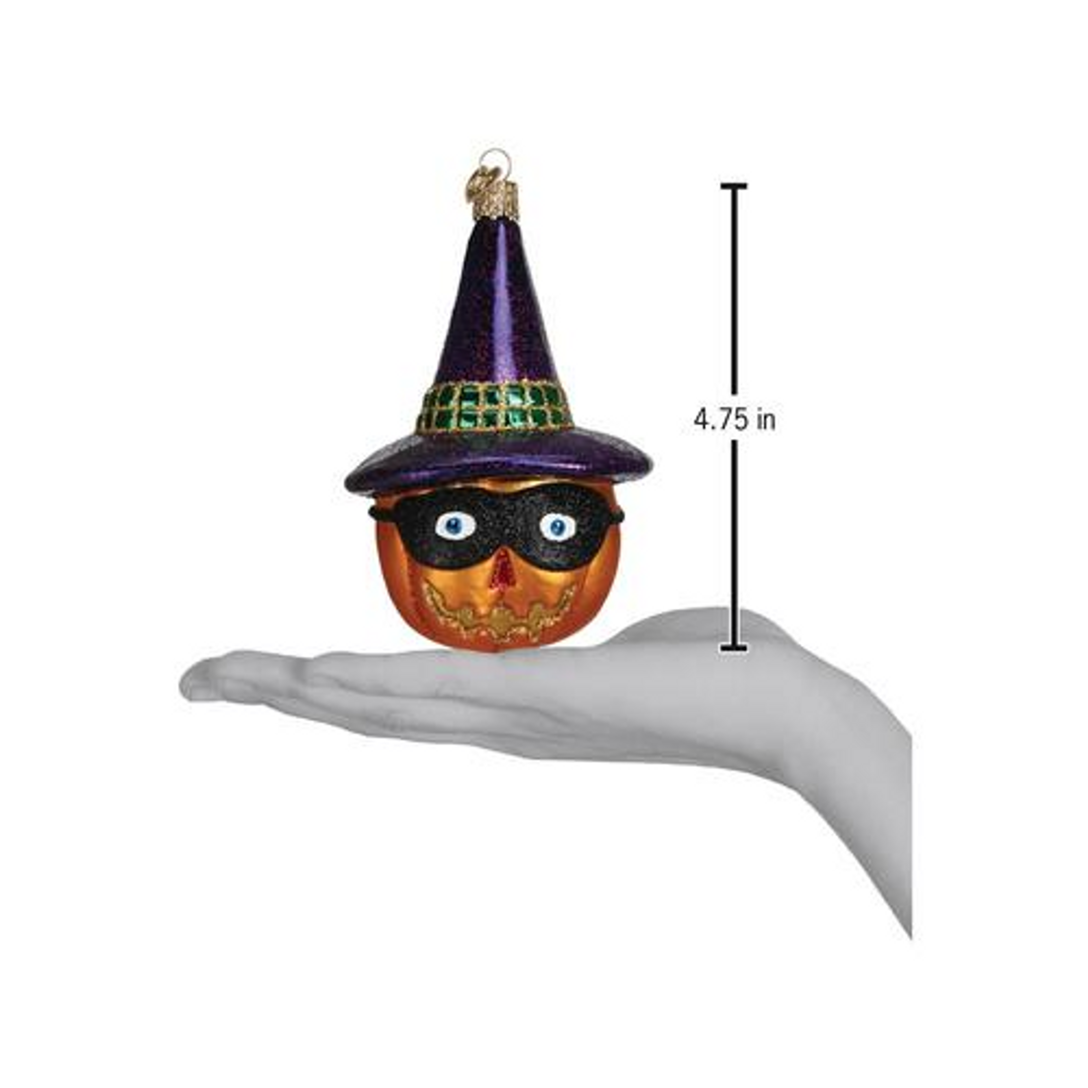 Old World Christmas Glass Blown Ornament with OWC Gift Box, Masked Jack O'Lantern, Assorted (2 Pack)