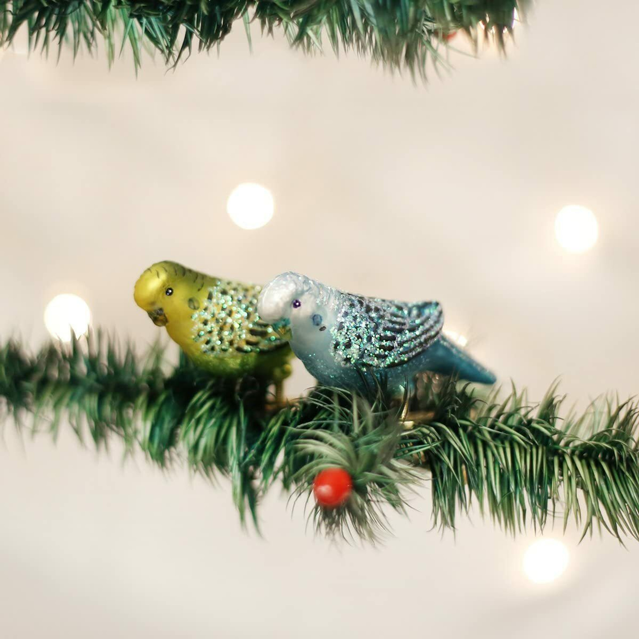Old World Christmas Miniature Parakeet Glass Blown Ornament, Assorted (Pack of 2)