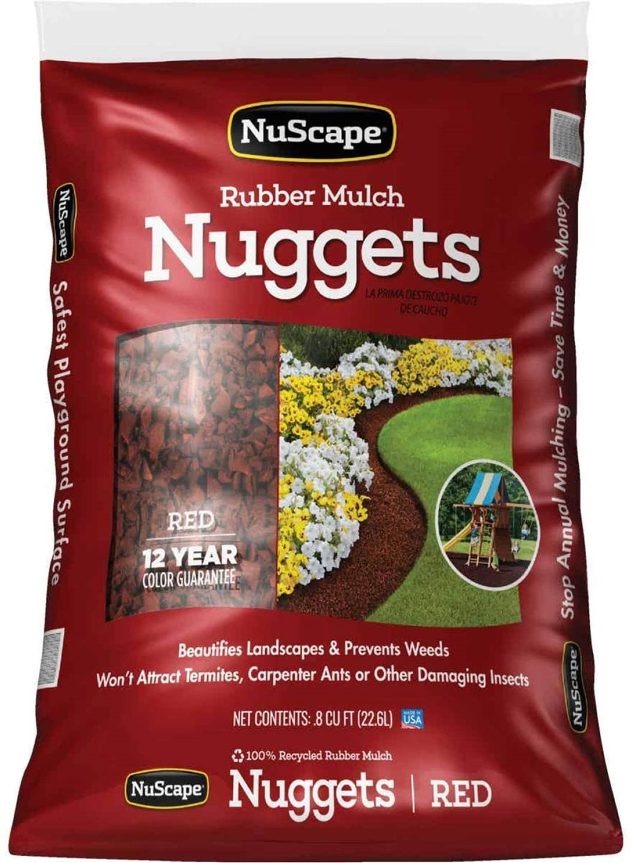 NuScape Red Landscape Playground Drainage Medium Rubber Mulch, 0.8 CU FT