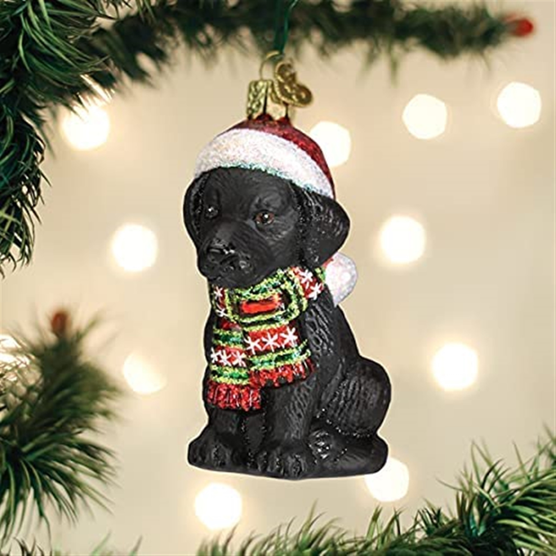Old World Christmas Glass Blown Ornament for Christmas Tree, Holiday Black Lab Puppy