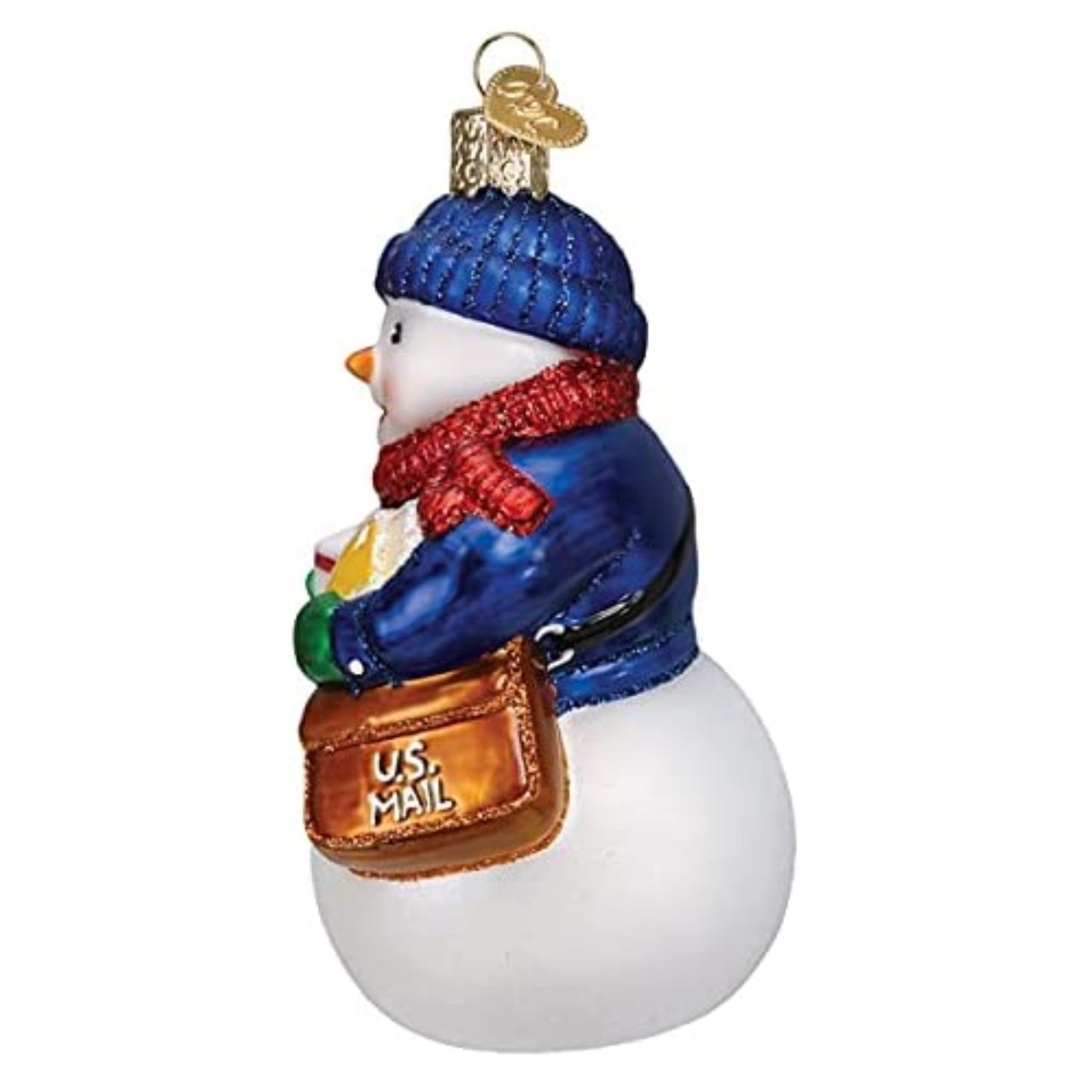 Old World Christmas Glass Blown Christmas Ornament, USPS Snowman (With OWC Gift Box)