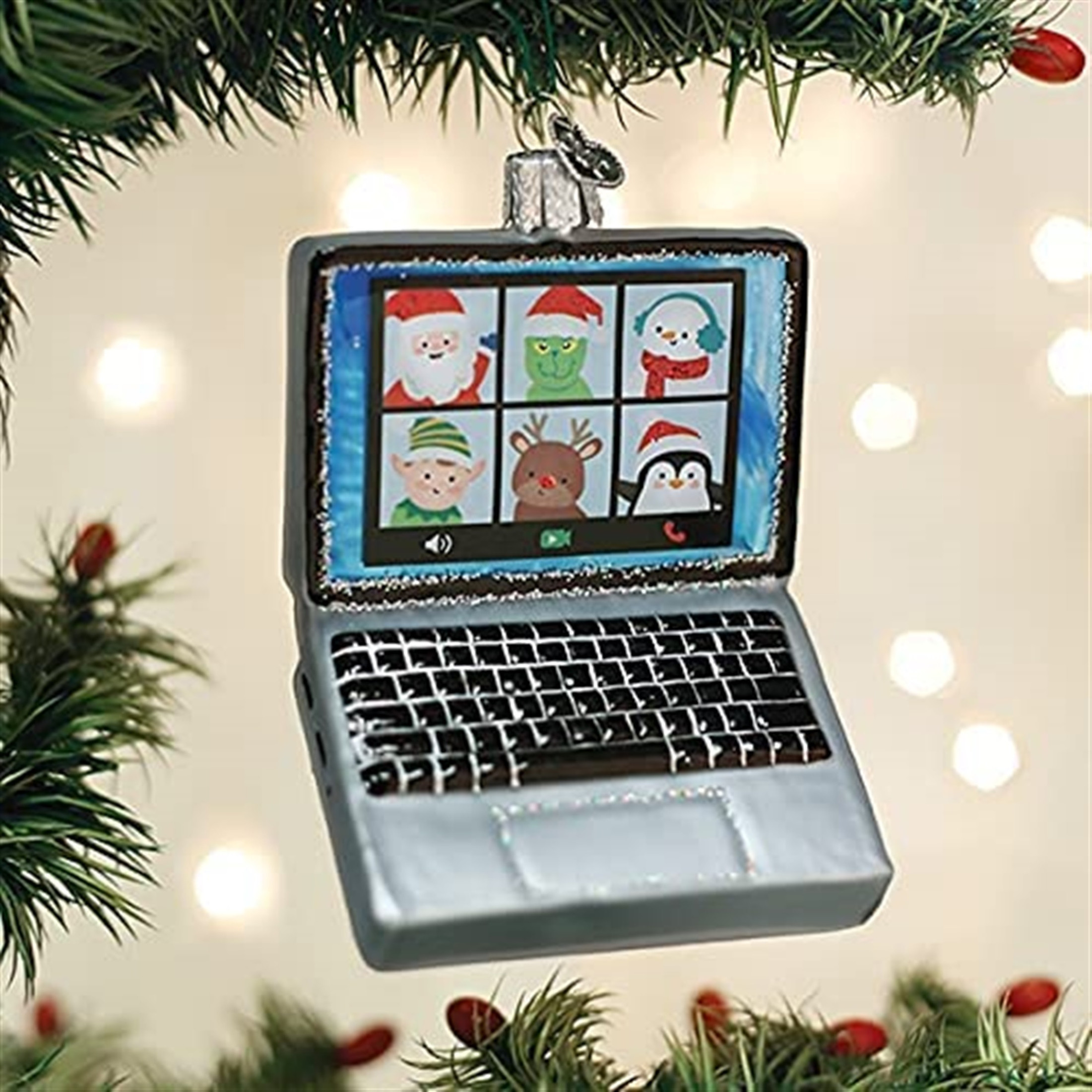 Old World Christmas Glass Blown Ornament, Virtual Friends, 4.5" (With OWC Gift Box)