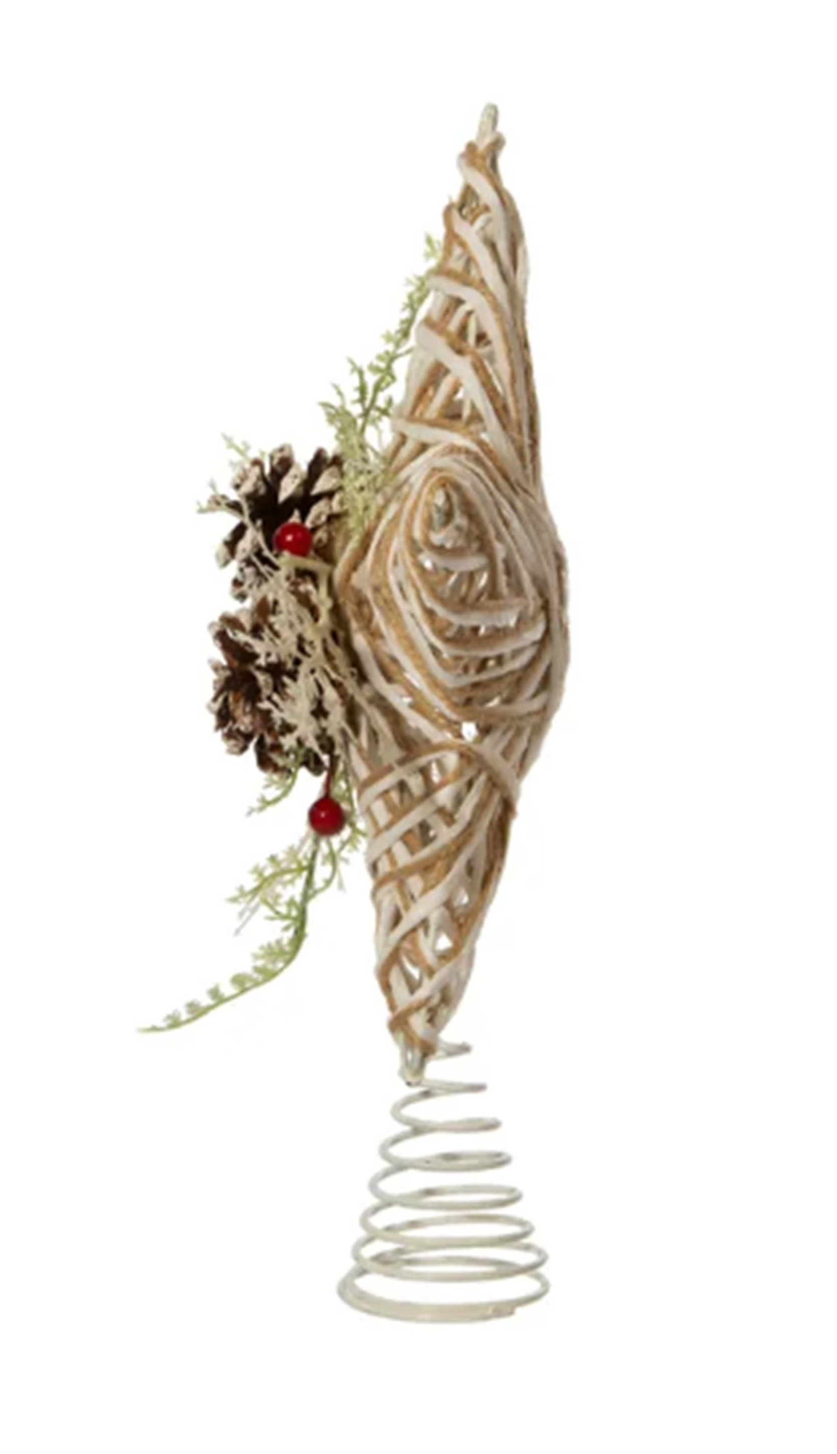 Kurt Adler (#H4205) Natural w/ Pinecone Accent Star Christmas Tree Topper, 12"