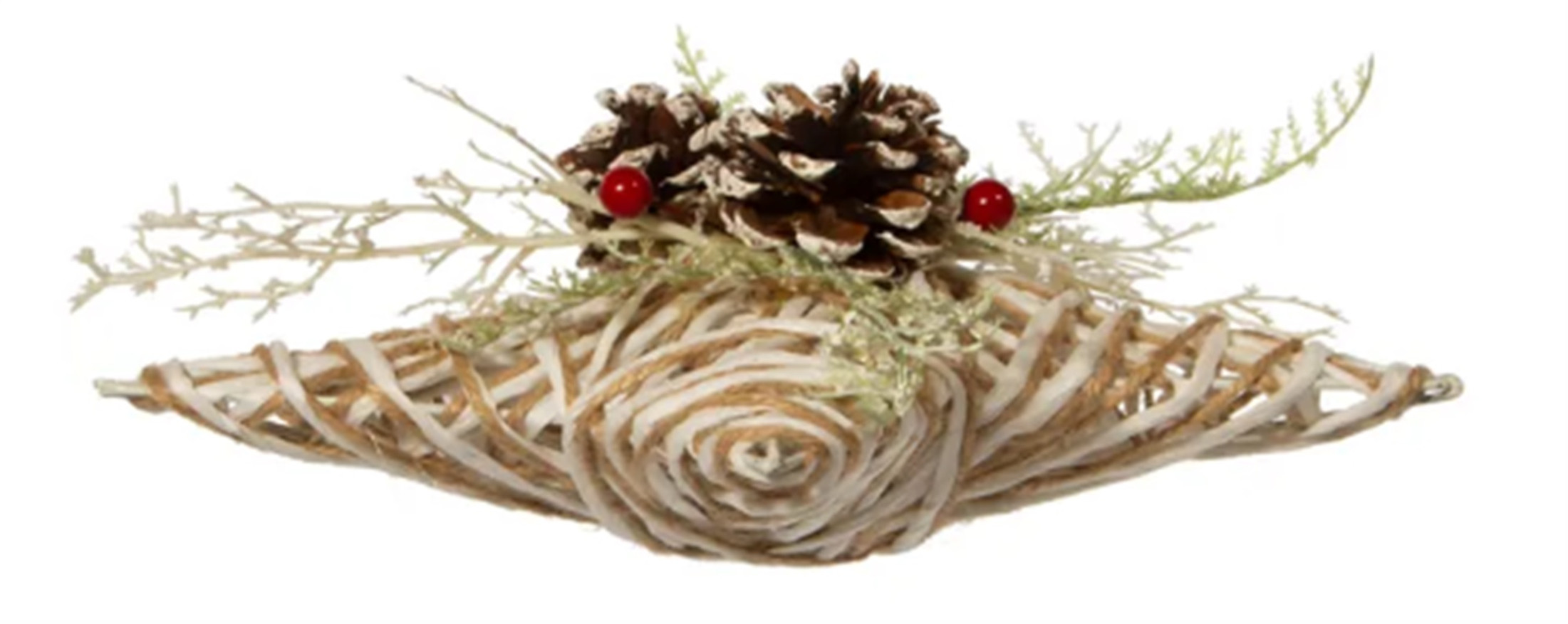 Kurt Adler (#H4205) Natural w/ Pinecone Accent Star Christmas Tree Topper, 12"