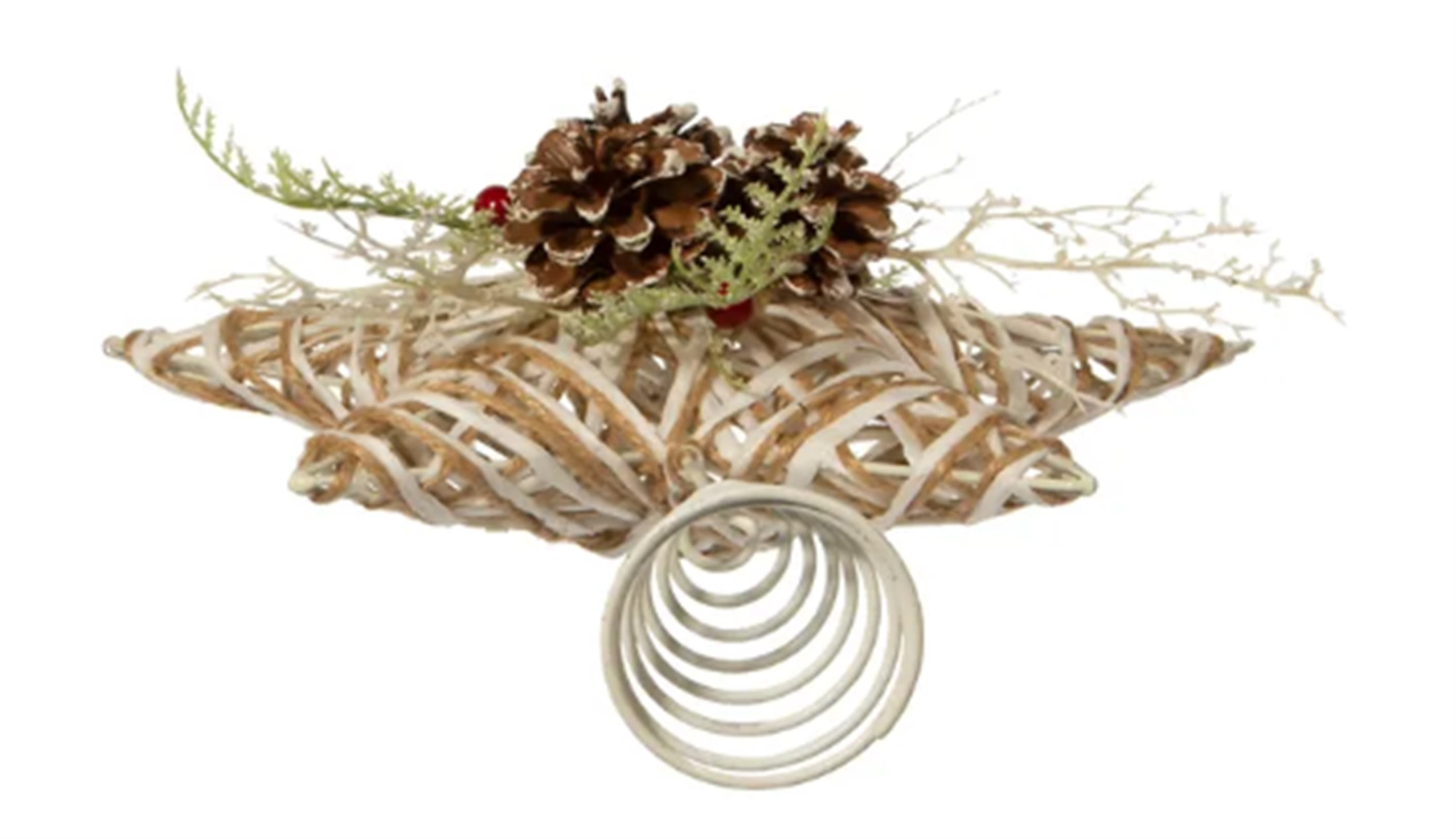 Kurt Adler (#H4205) Natural w/ Pinecone Accent Star Christmas Tree Topper, 12"