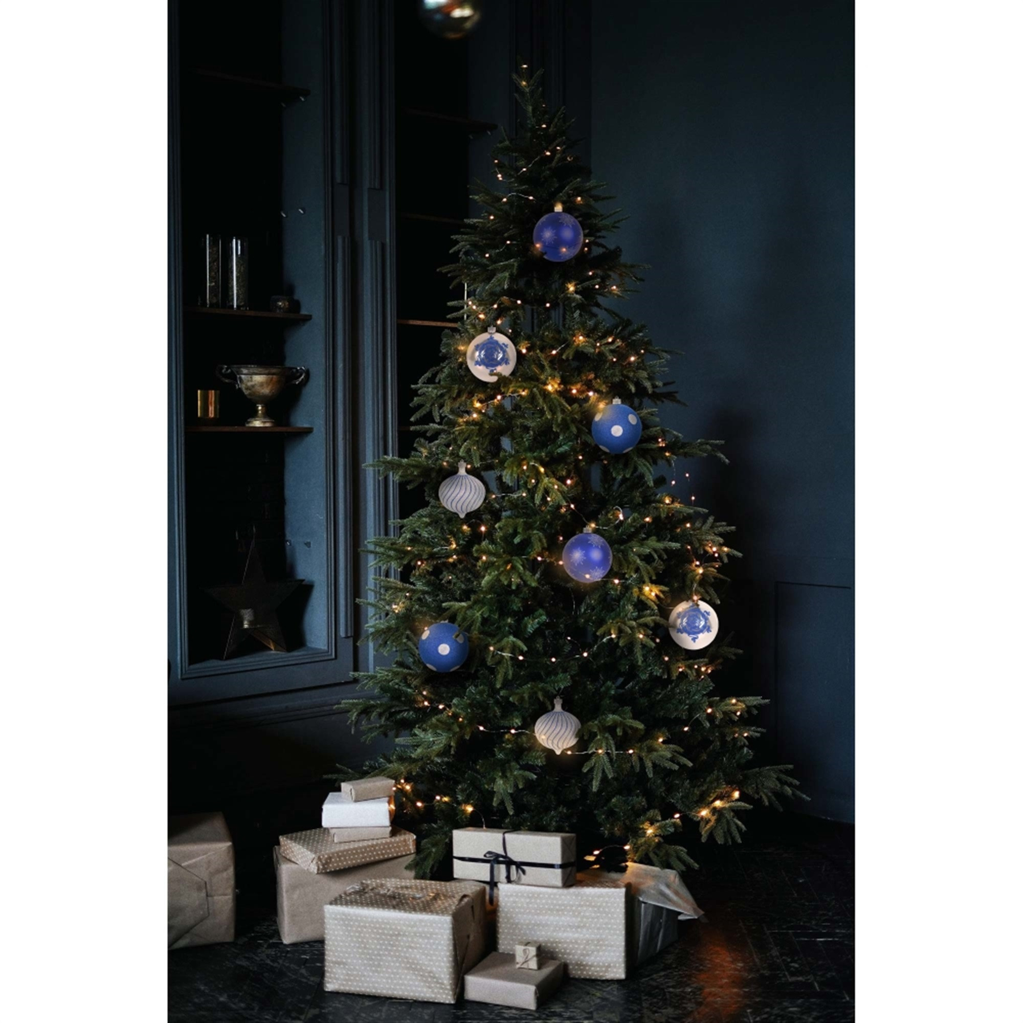 Christmas By Krebs Decorative Ball Ornaments, Blue & Silver, 6" (Pack of 8)