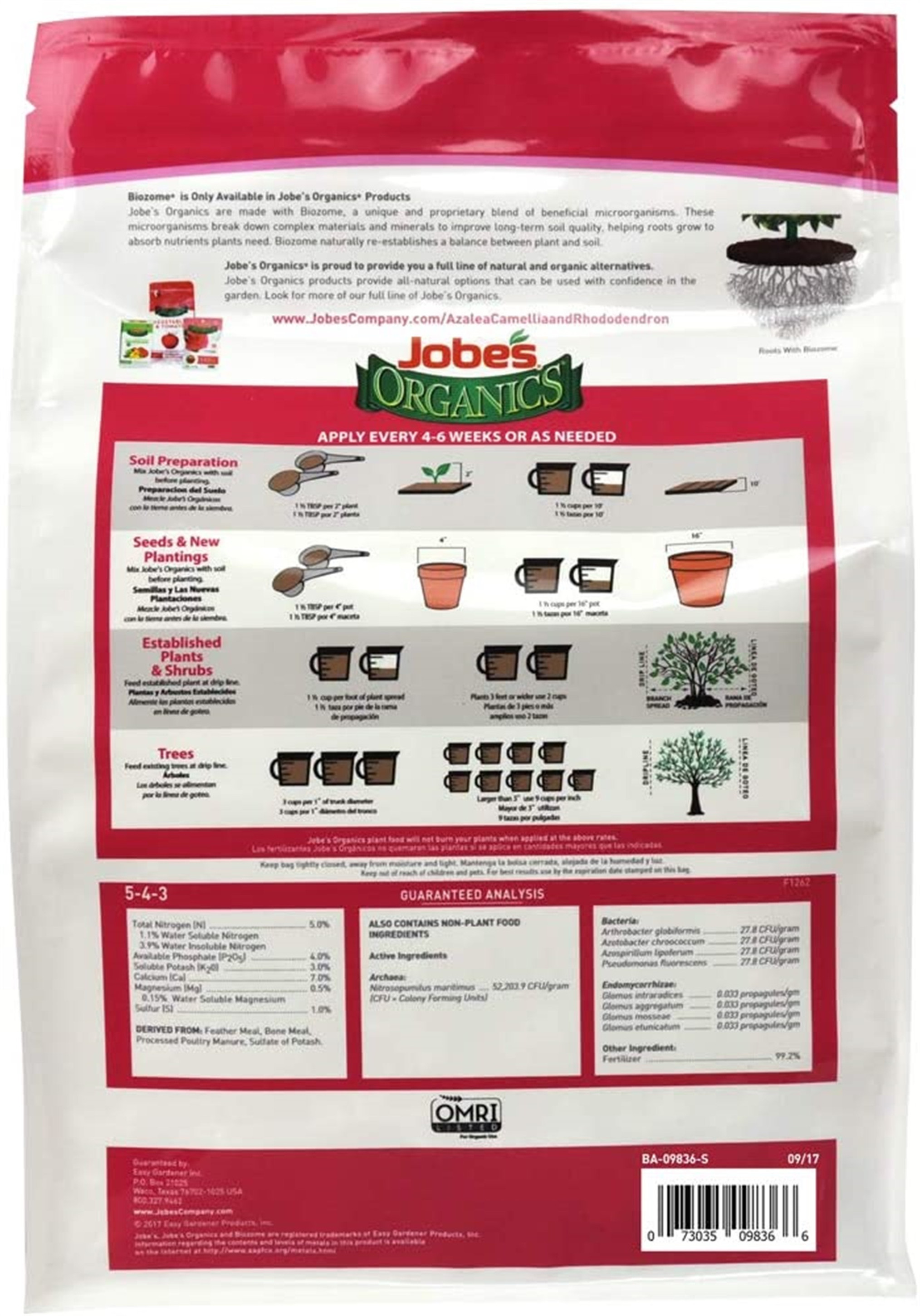 Jobes Organics (#09826) Azalea, Camellia, Rhoden Granular Fertilizer 5-4-3 (4#)