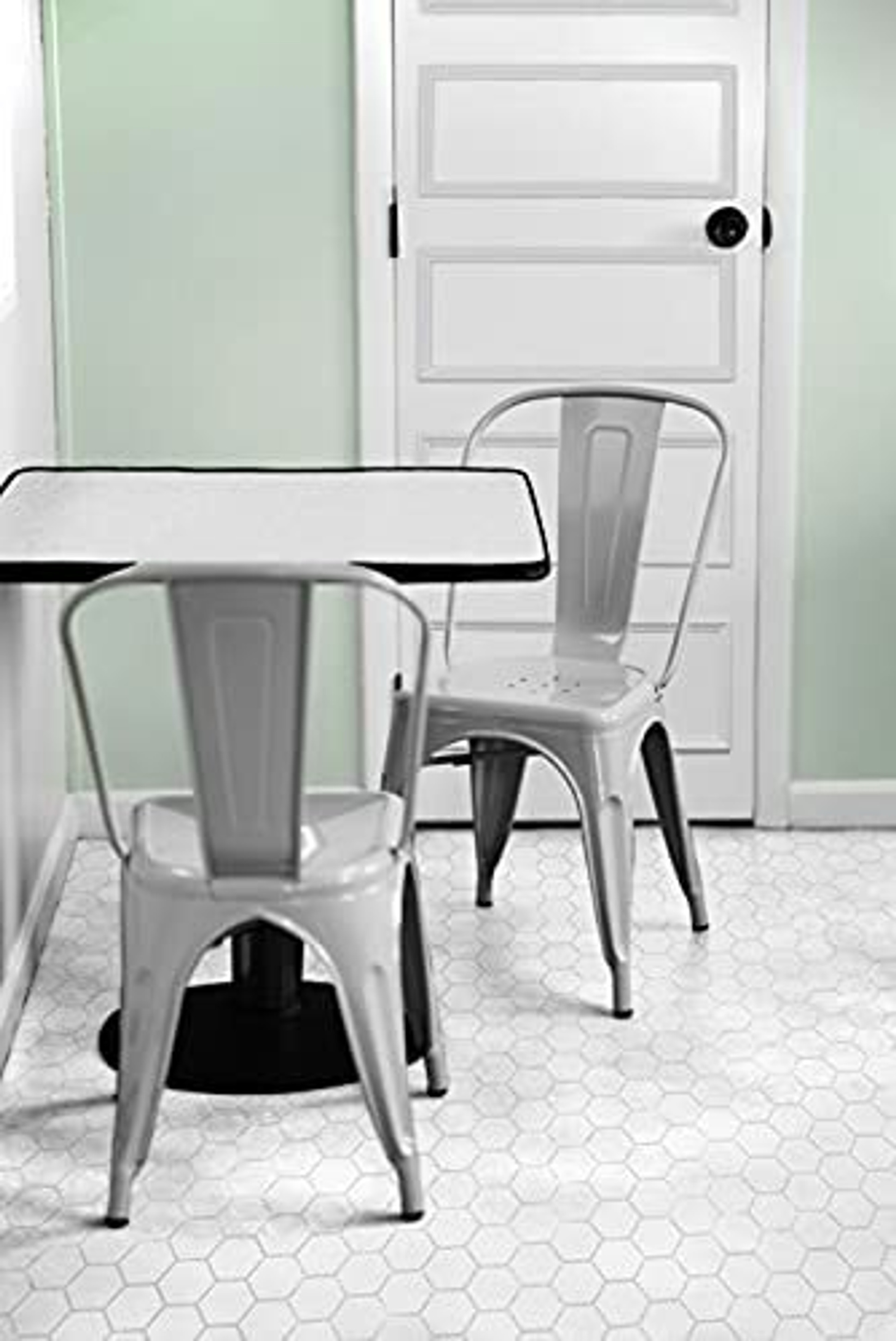 Sunjoy Group Stackable Metal Cafe Chair, Gray (Pack of 2)