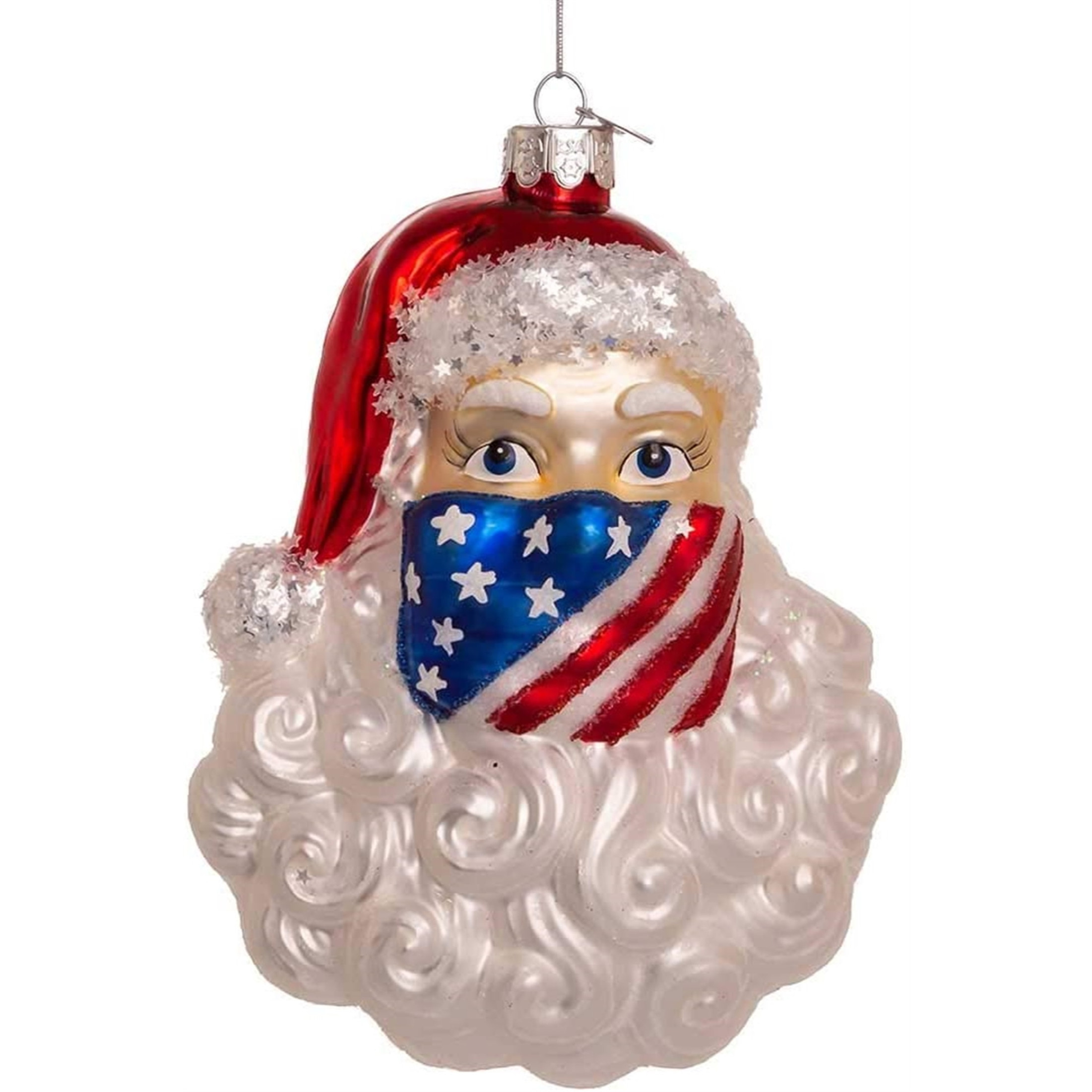 Kurt S. Adler Santa Mask Ornament USA, Multi-Colored, 4.75"