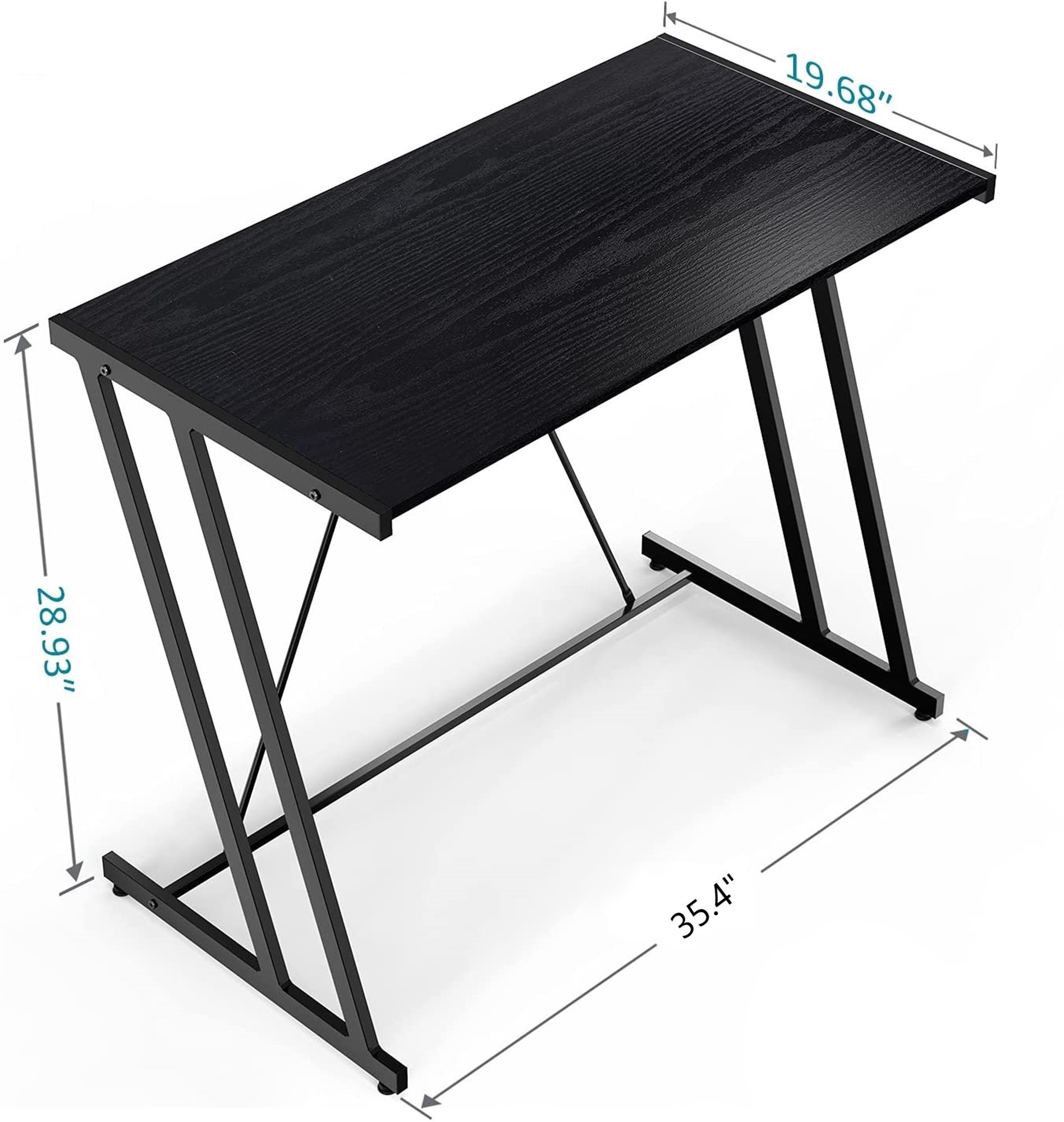 Mehoom Metal Modern Computer Study Desk for Home Office, Table, Black, 35.4"