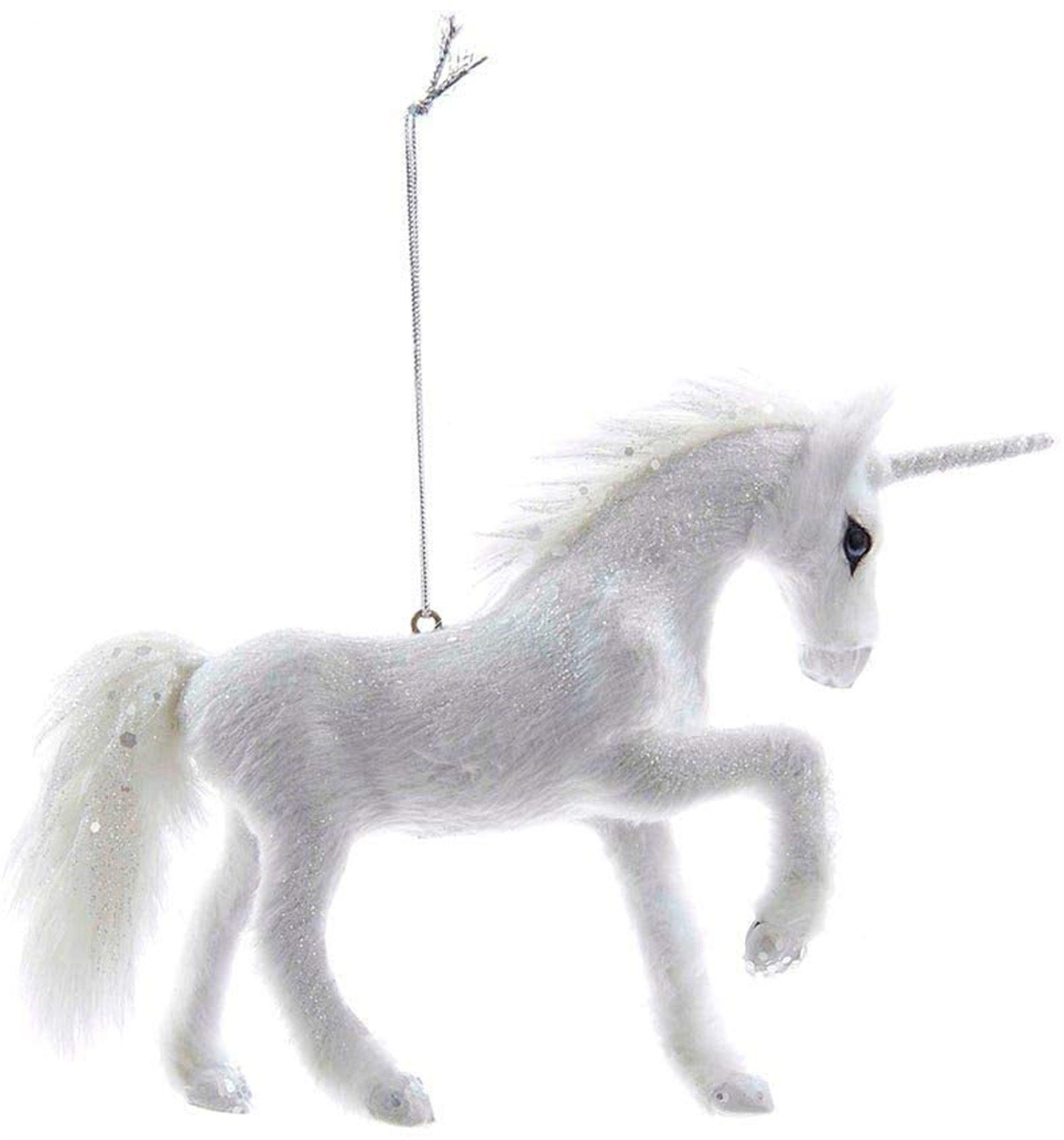 Kurt Adler Plush Ornament for Christmas Tree, White Unicorn
