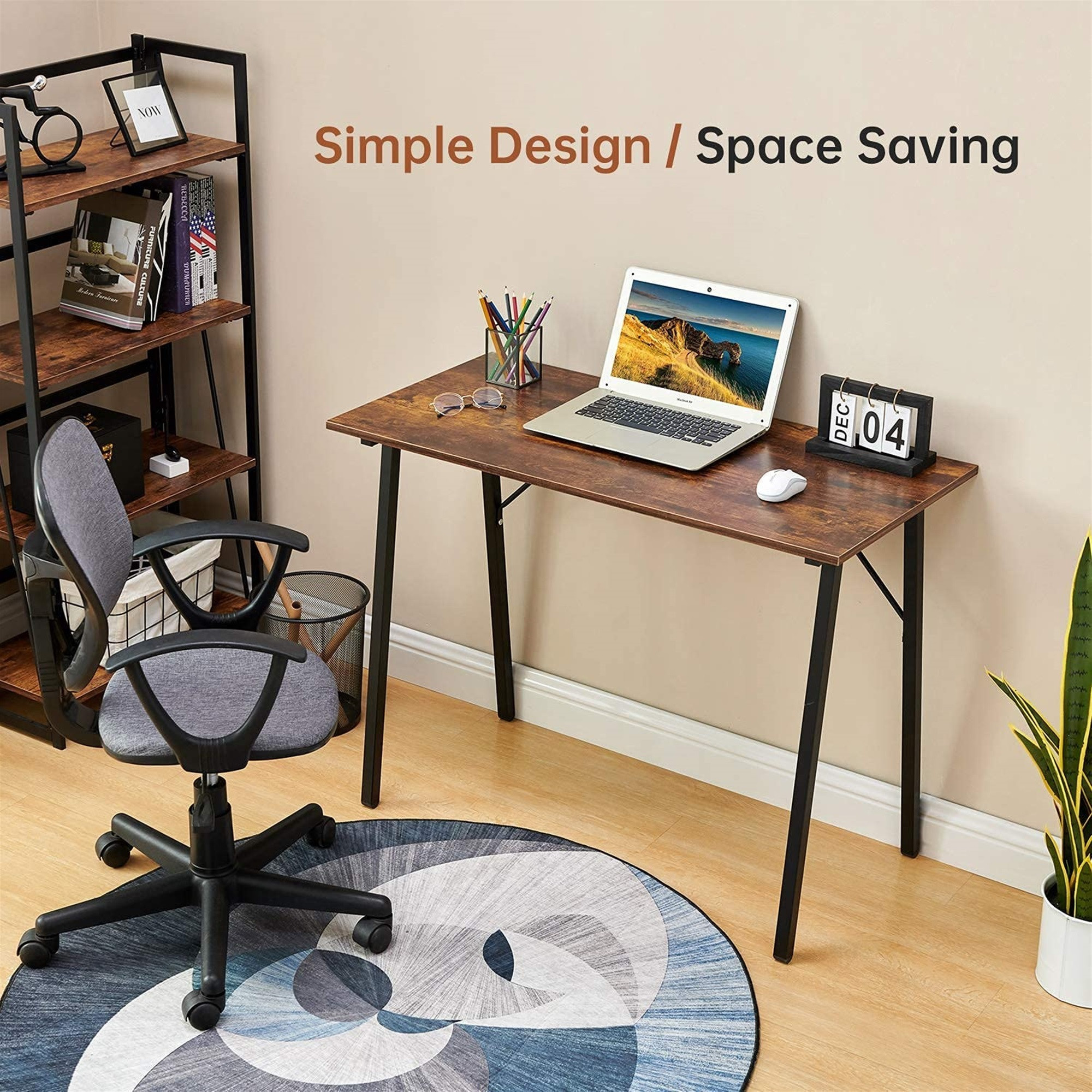 Coavas Computer Desk for Home Office, Modern Wood, Rustic Walnut, 39"