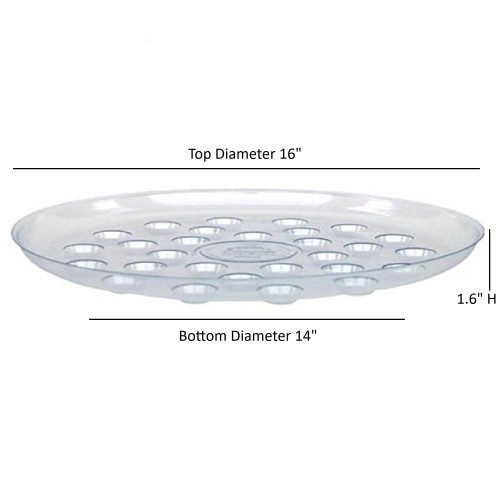 Curtis Wagner Plastics Clear Designer Series Heavy Plant Saucers, Footed — 16”