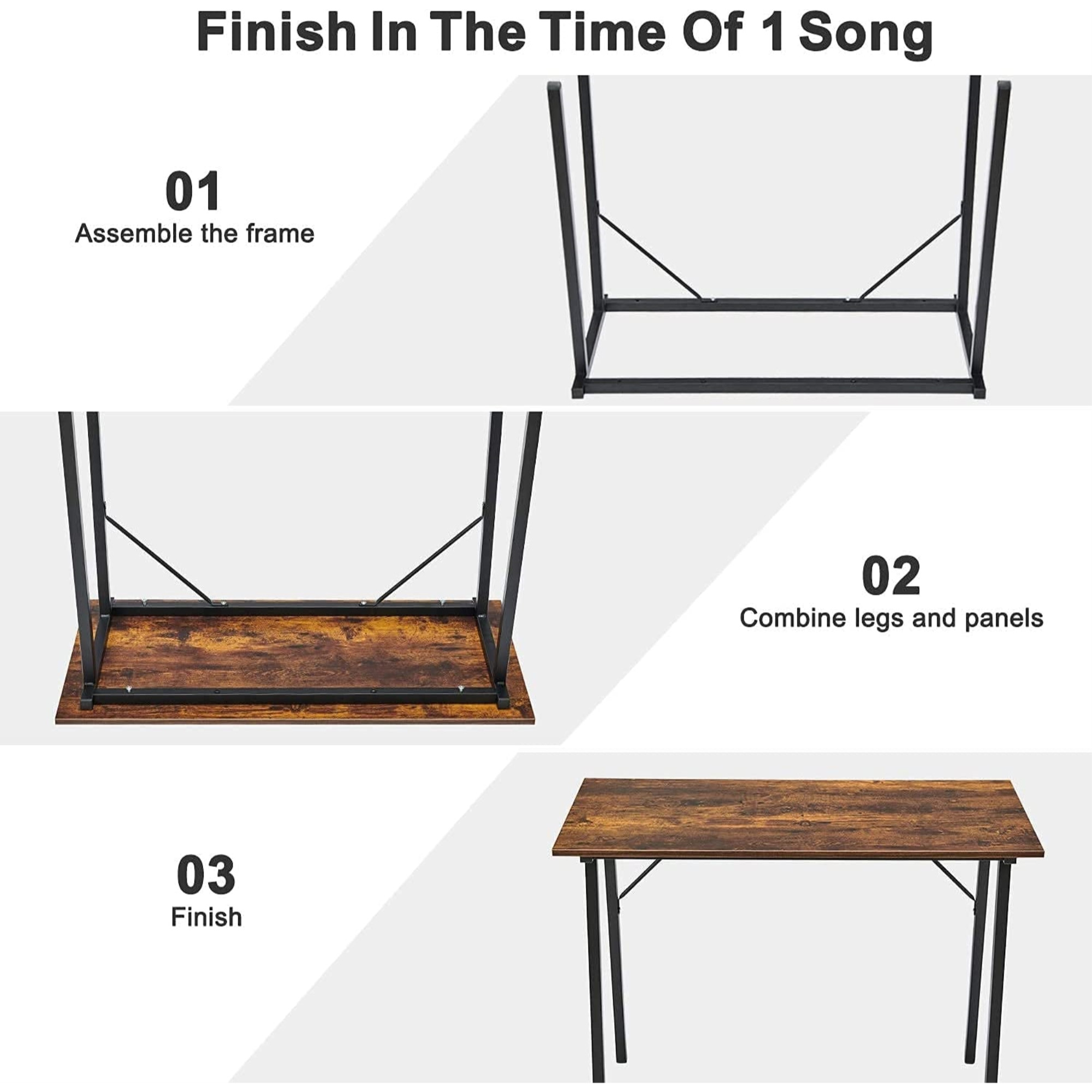 Coavas Multifuntional Desk for Living Room, Dining Room, Home Office (Metal Frame Caramel Wood), 40"
