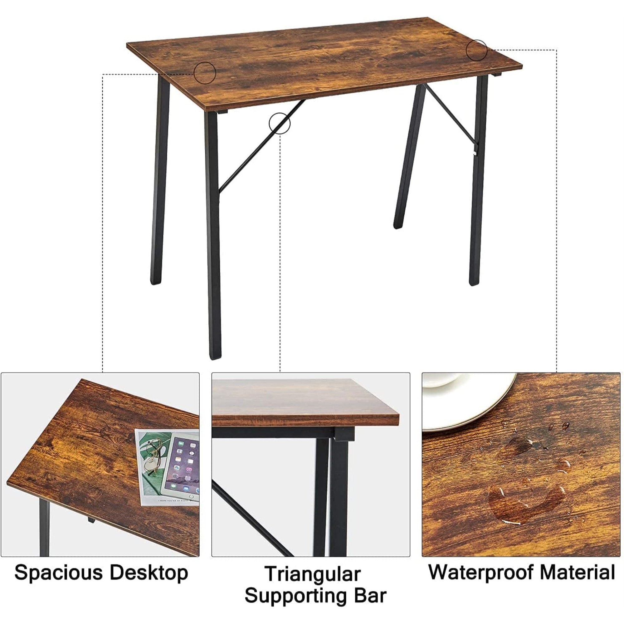 Coavas Multifuntional Desk for Living Room, Dining Room, Home Office (Metal Frame Caramel Wood), 40"