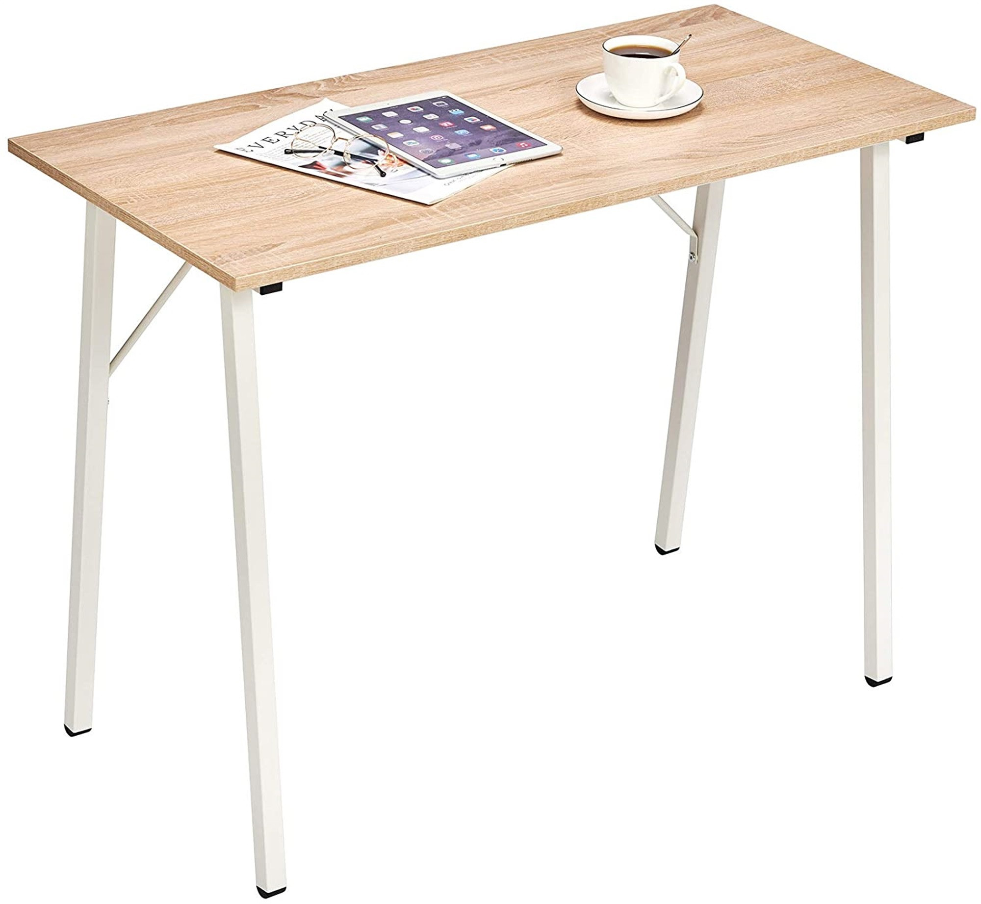 Coavas Computer Desk for Home Office, Modern Wood, White Oak, 39"